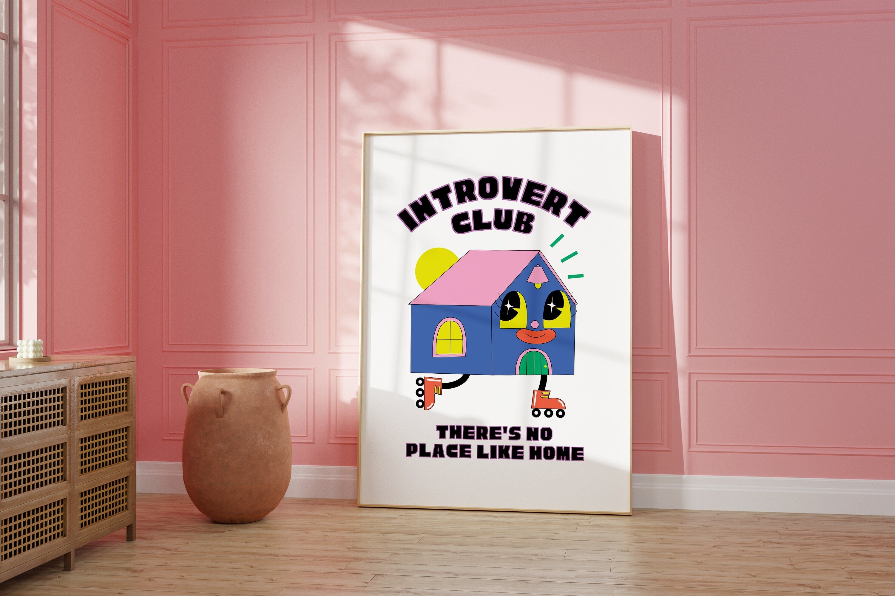 Introvert Poster, Retro Cartoon Print, Bedroom Decor, Trendy Wall Art, Retro Prints, Introvert Club Art, Homebody Prints, Introvert Prints