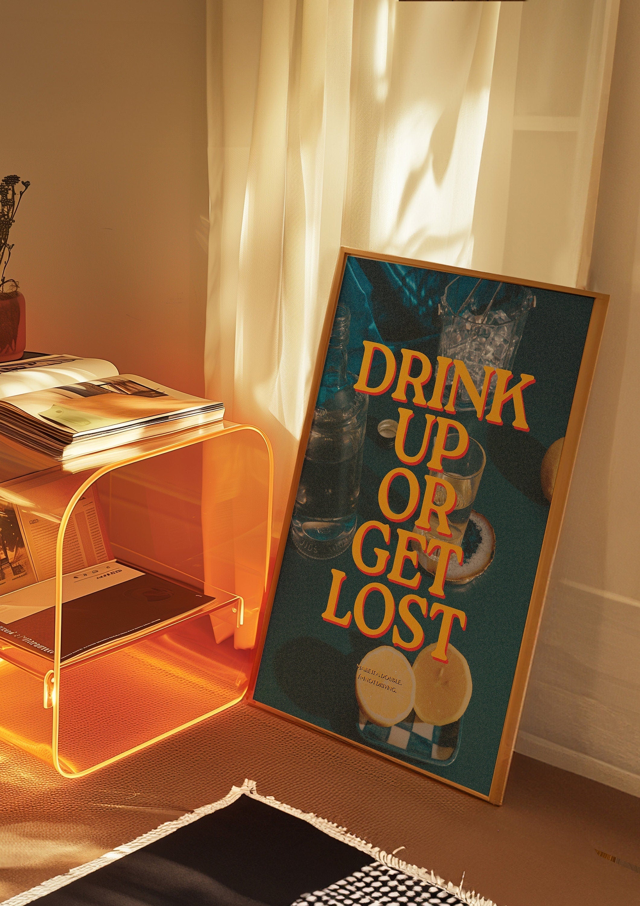 Happy Hour Print, Cheers Print, Bar Cart Wall Decor, Digital Download, Trendy Bar Kitchen Decor, Bar Cart Art, Happy Hour Wall Art