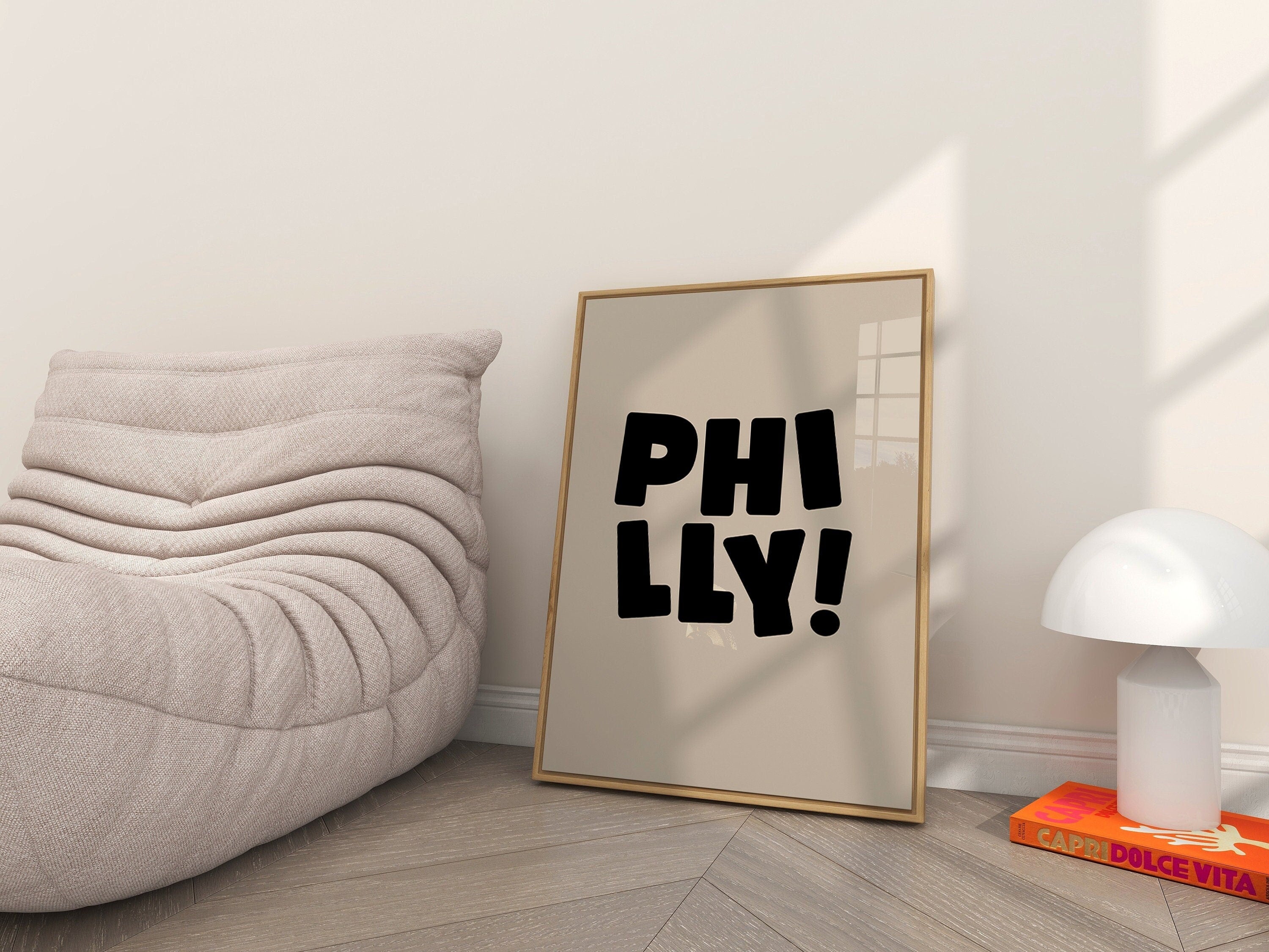 Philadelphia Art Print, Digital Art Download, Black Philly Wall Art, Cute Trendy Art, Philly Posters, Philly Wall Poster, Beige Posters