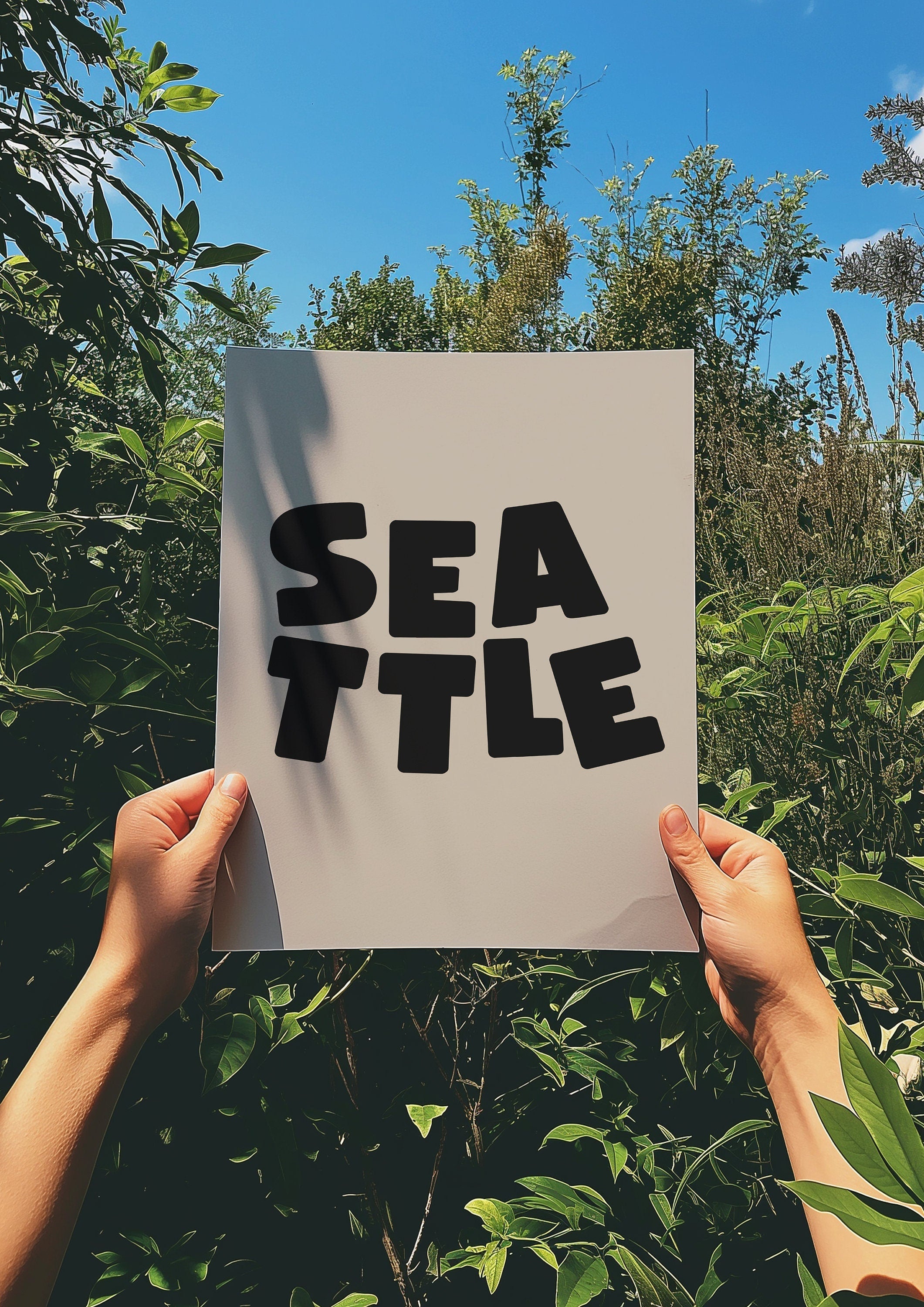 Seattle Art Print,Digital Art Download,Black Seattle Wall Art,Cute Trendy Art,Seattle Posters,Seattle Wall Poster,Beige Posters