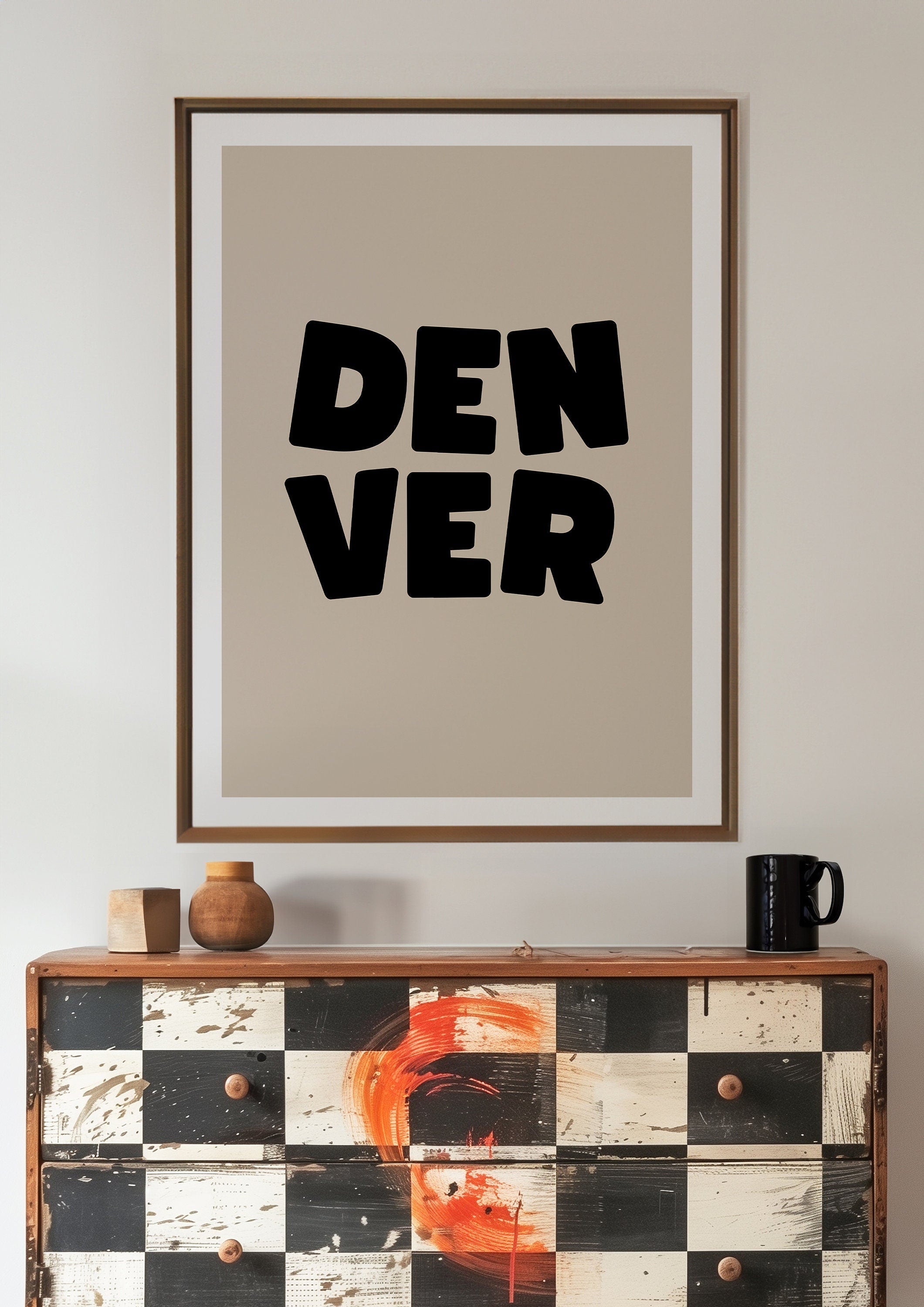 Denver Art Print,Digital Art Download,Denver Wall Art,Cute Trendy Art,Denver Posters,Denver Wall Poster,Beige Posters