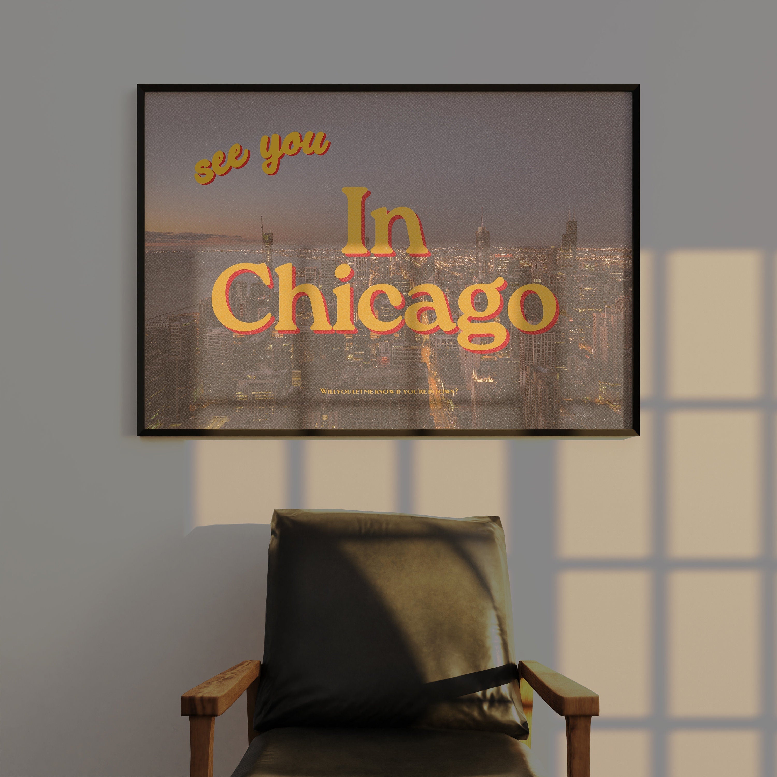 Chicago Art Print, Digital Art Download, See you in Chicago, Retro Photo Prints, Vintage Chicago Art, Chicago Art, Chicago Trendy Art