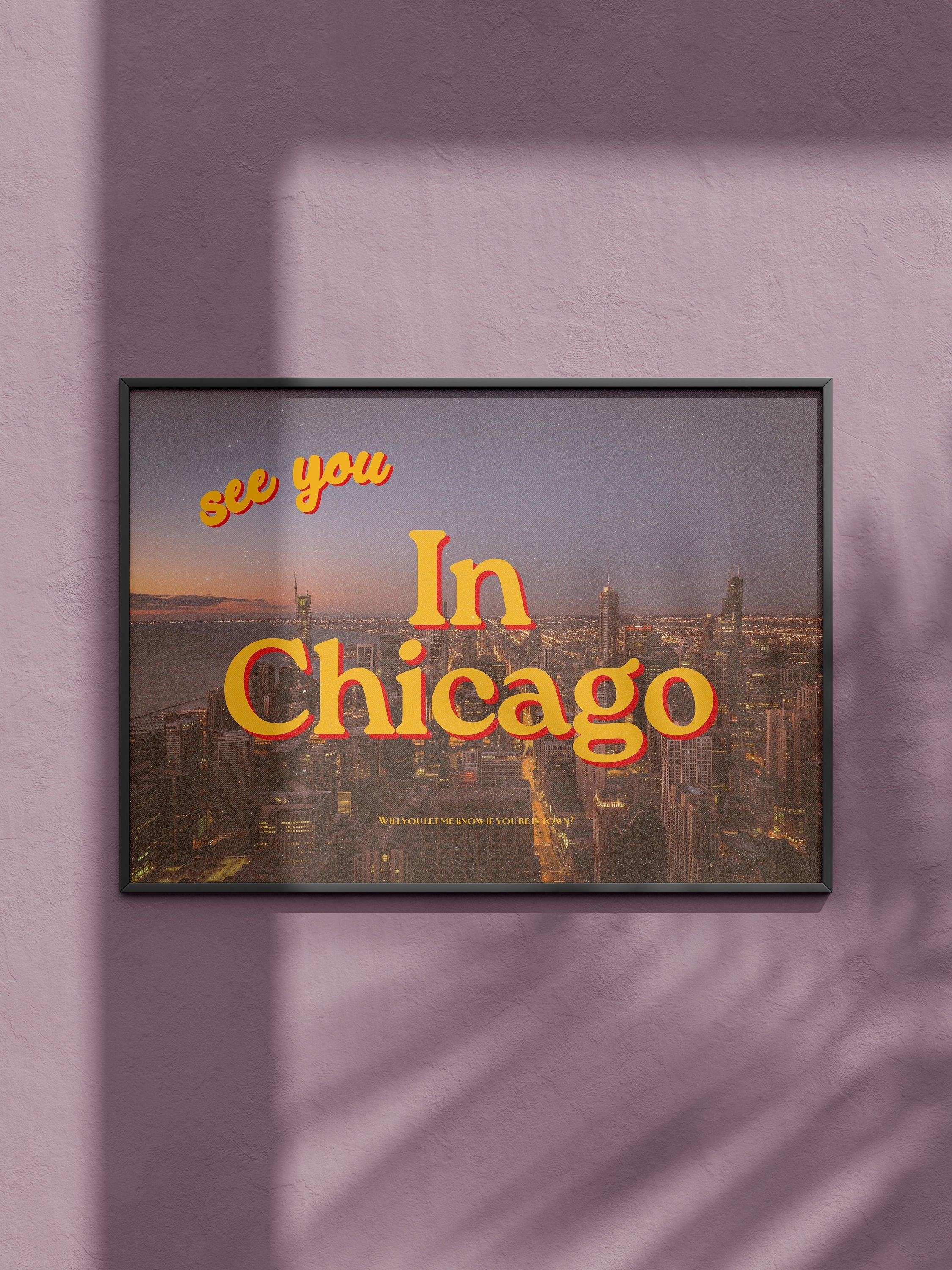 Chicago Art Print, Digital Art Download, See you in Chicago, Retro Photo Prints, Vintage Chicago Art, Chicago Art, Chicago Trendy Art