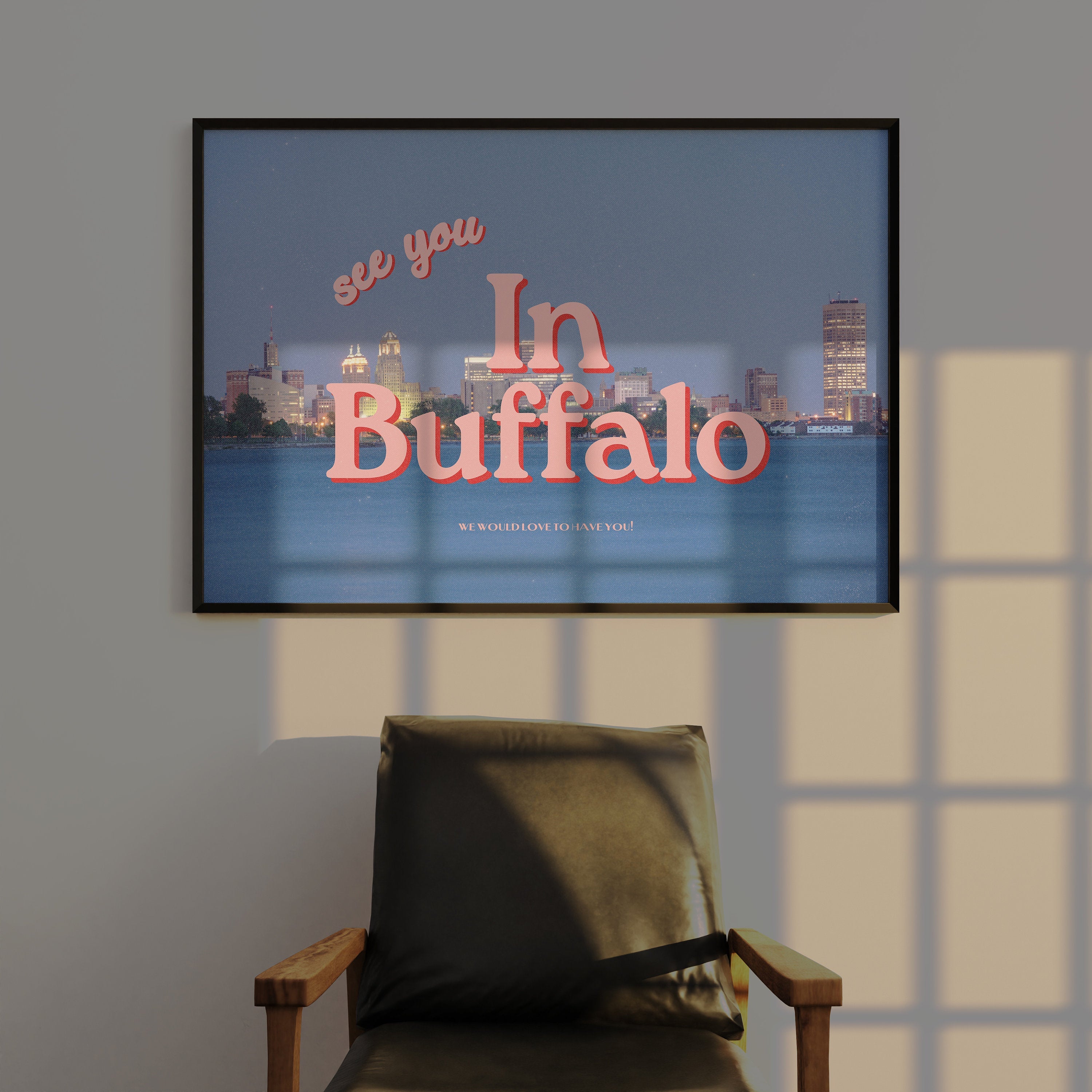Grainy Retro Print, State Digital Prints,See you in Buffalo,Retro Photograph Prints,Retro City Art Print,Preppy Art, Buffalo NY Art poster