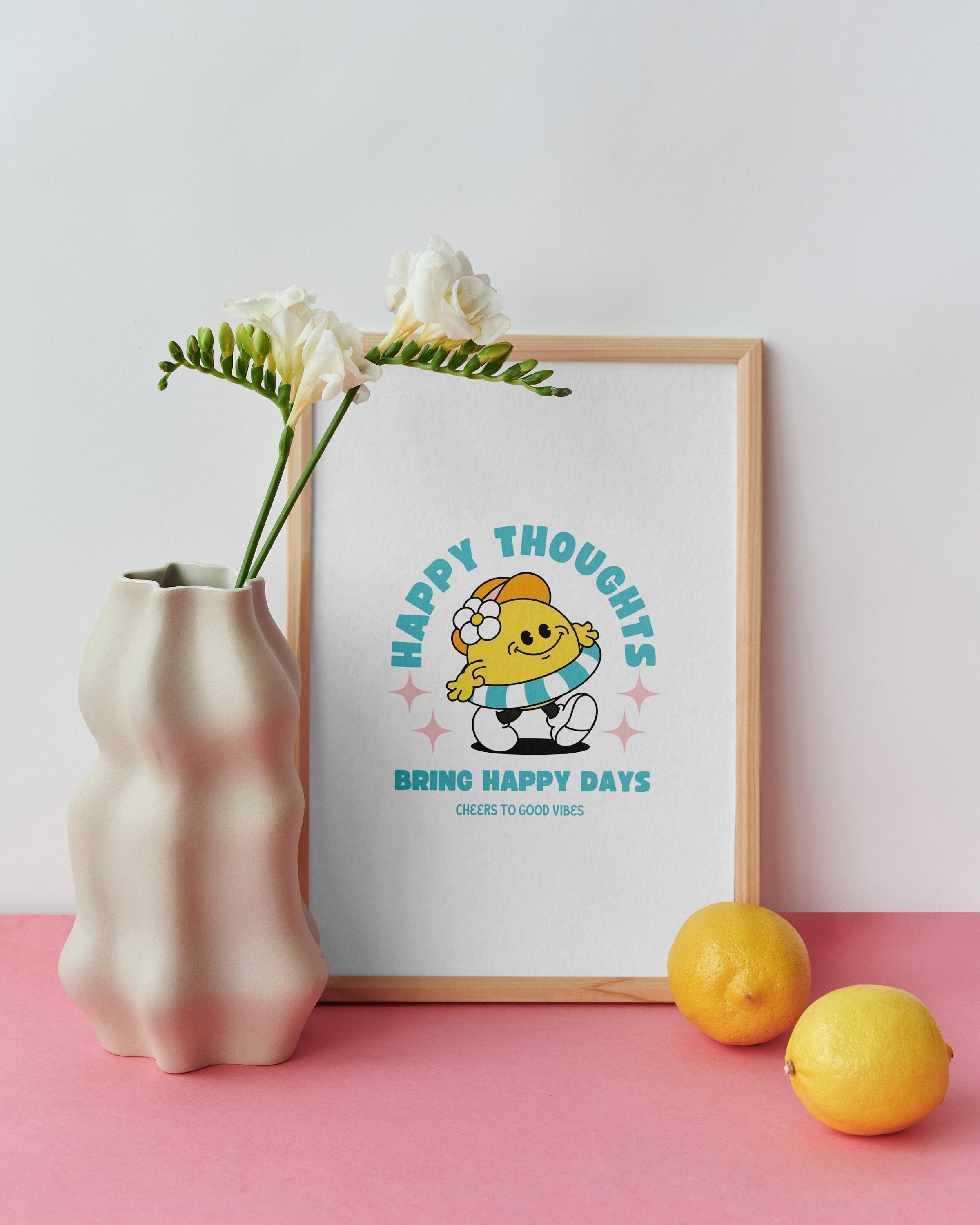 Sun Retro Character Wall Decor, Retro Quote Wall Print, Vintage Poster, Digital Download Print, Large Printable Art, Downloadable Art Prints