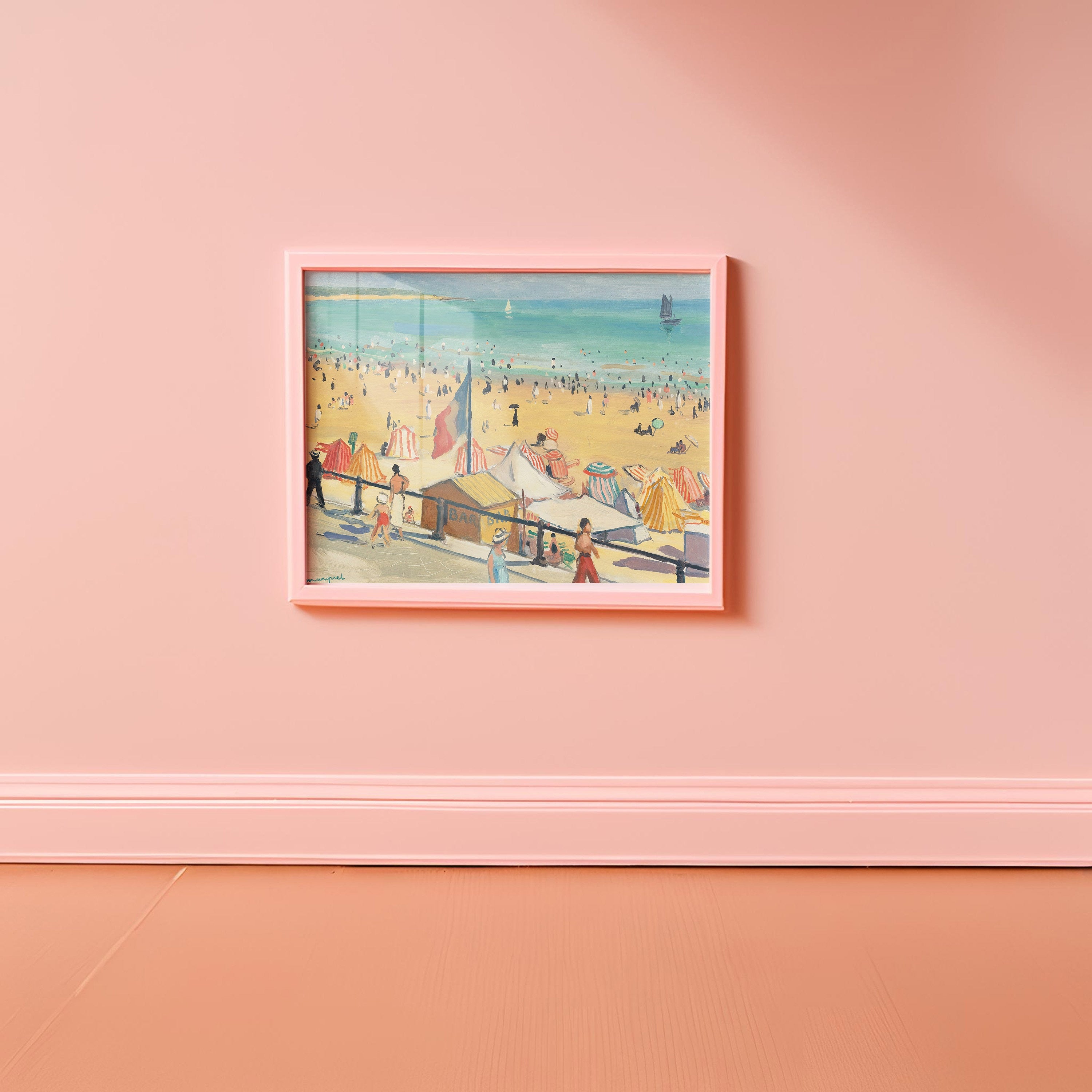 Ocean Painting, Classic Art Print, Multi Color Beach Painting, Beach Wall Art, Blue Classic Art Prints, Digital Download