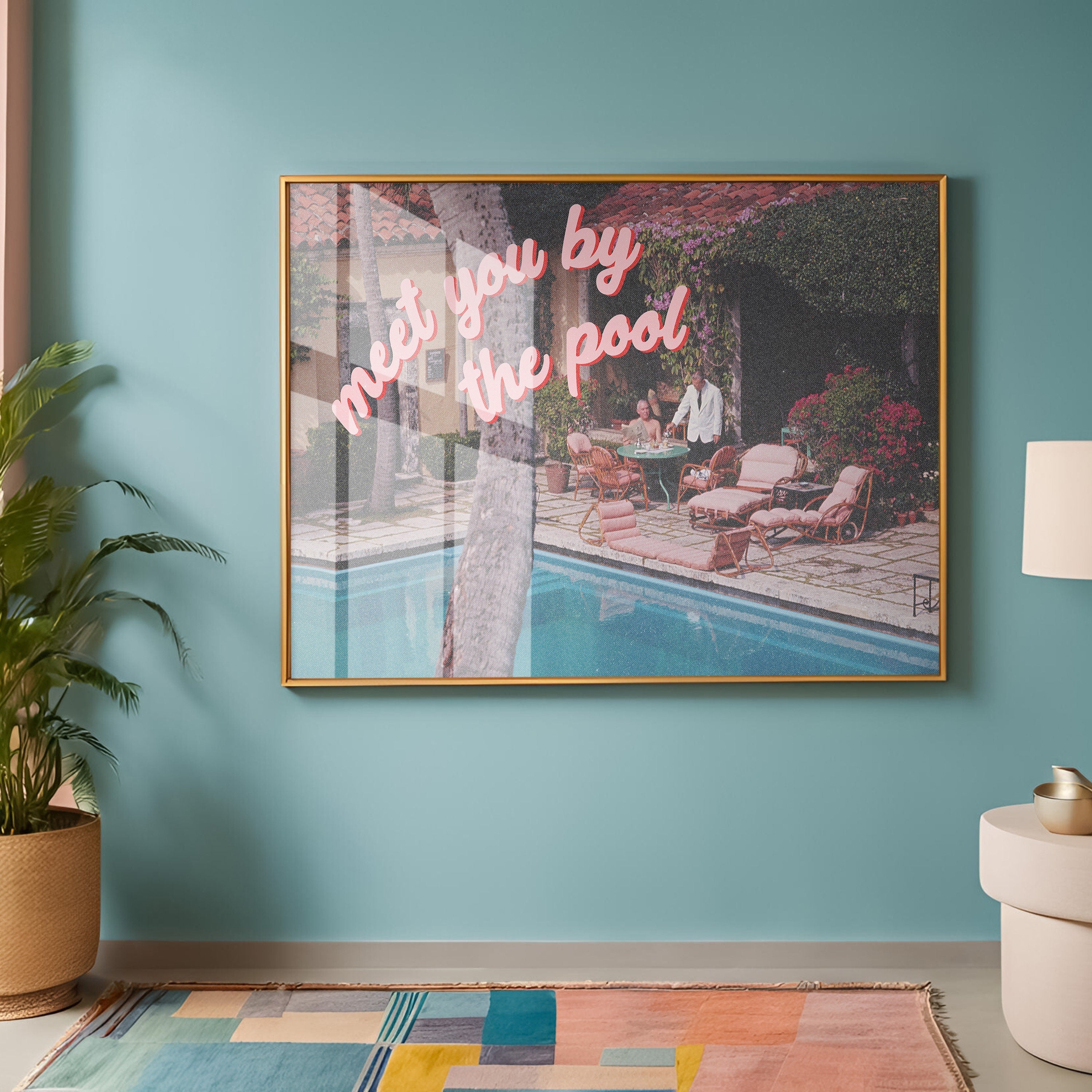 Grainy Retro Print,Digital Art Prints,Pool Relax Art,Retro Photograph Prints,Retro Photo Art Print,Preppy Art,Trendy Art Print