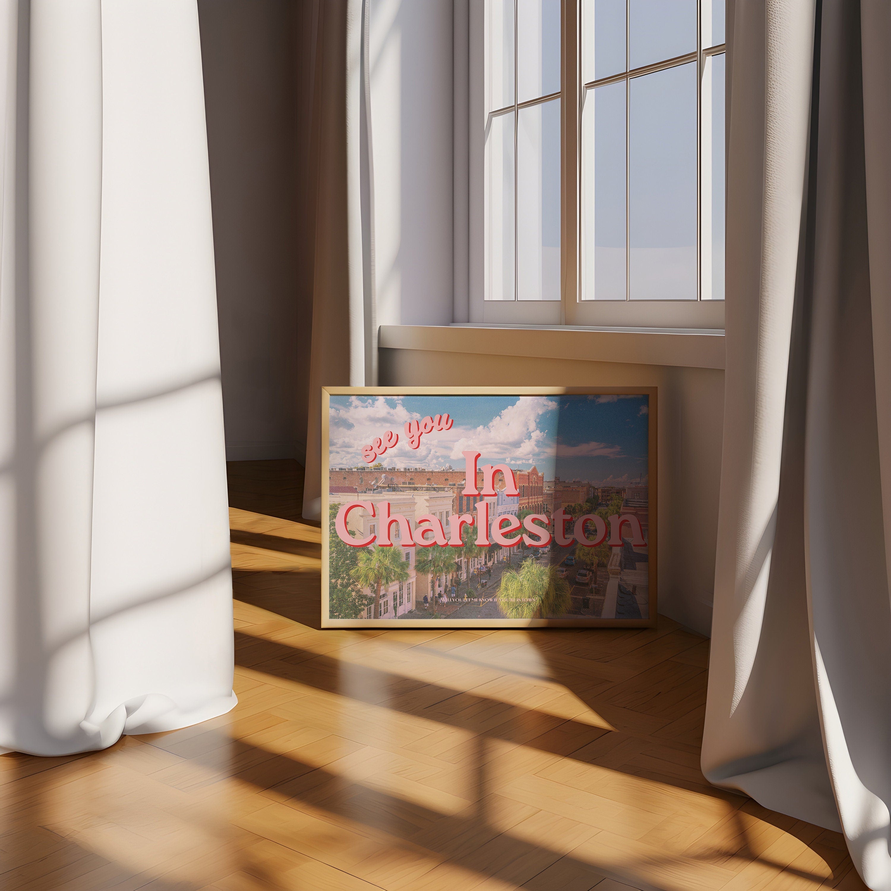 Digital Art Prints, See you in Charleston, Retro Charleston Prints, Charleston Poster, Preppy Art, Chuck Town Poster, Charleston Trip Art