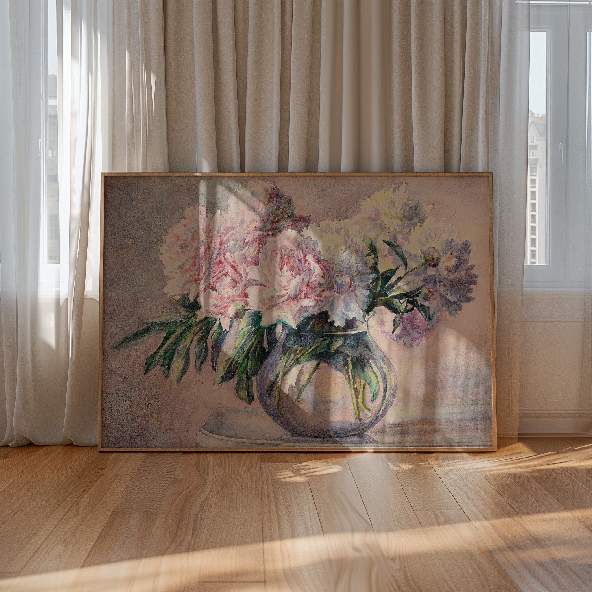 Classic Painting, Classic Art Print, Multi Color Floral Painting, Pink Painting Wall Art, Pink floral Prints, Digital Download
