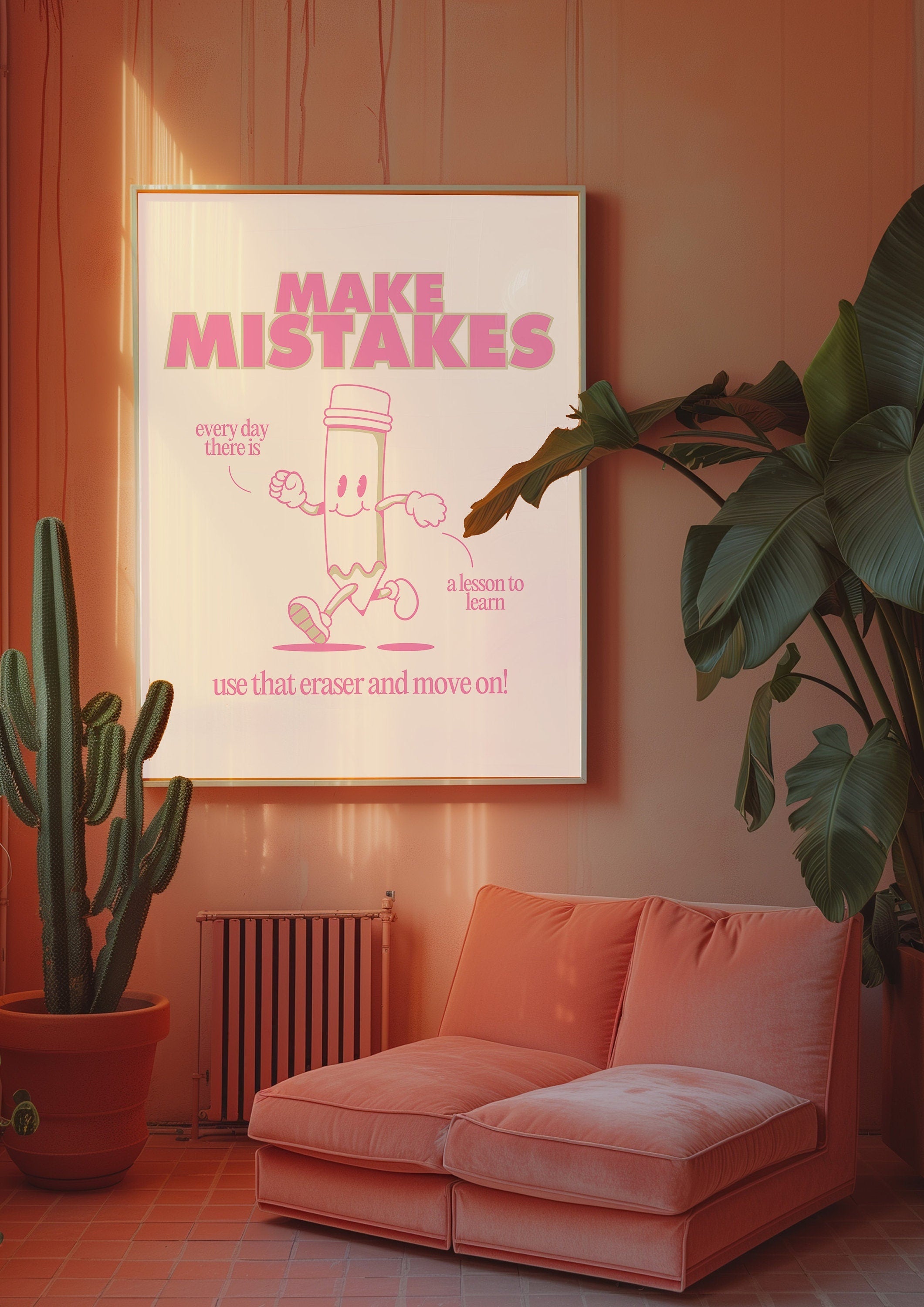 Make Mistakes Pink Digital Art Print