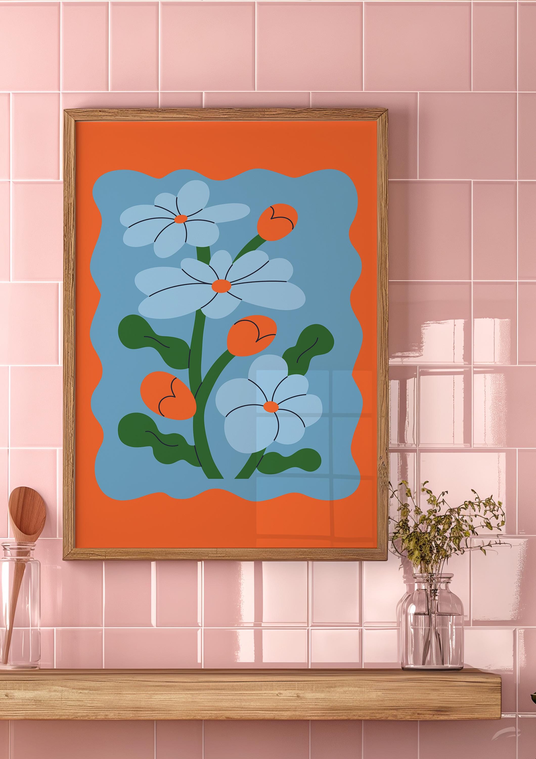 Blue Daisies Digital Art Print