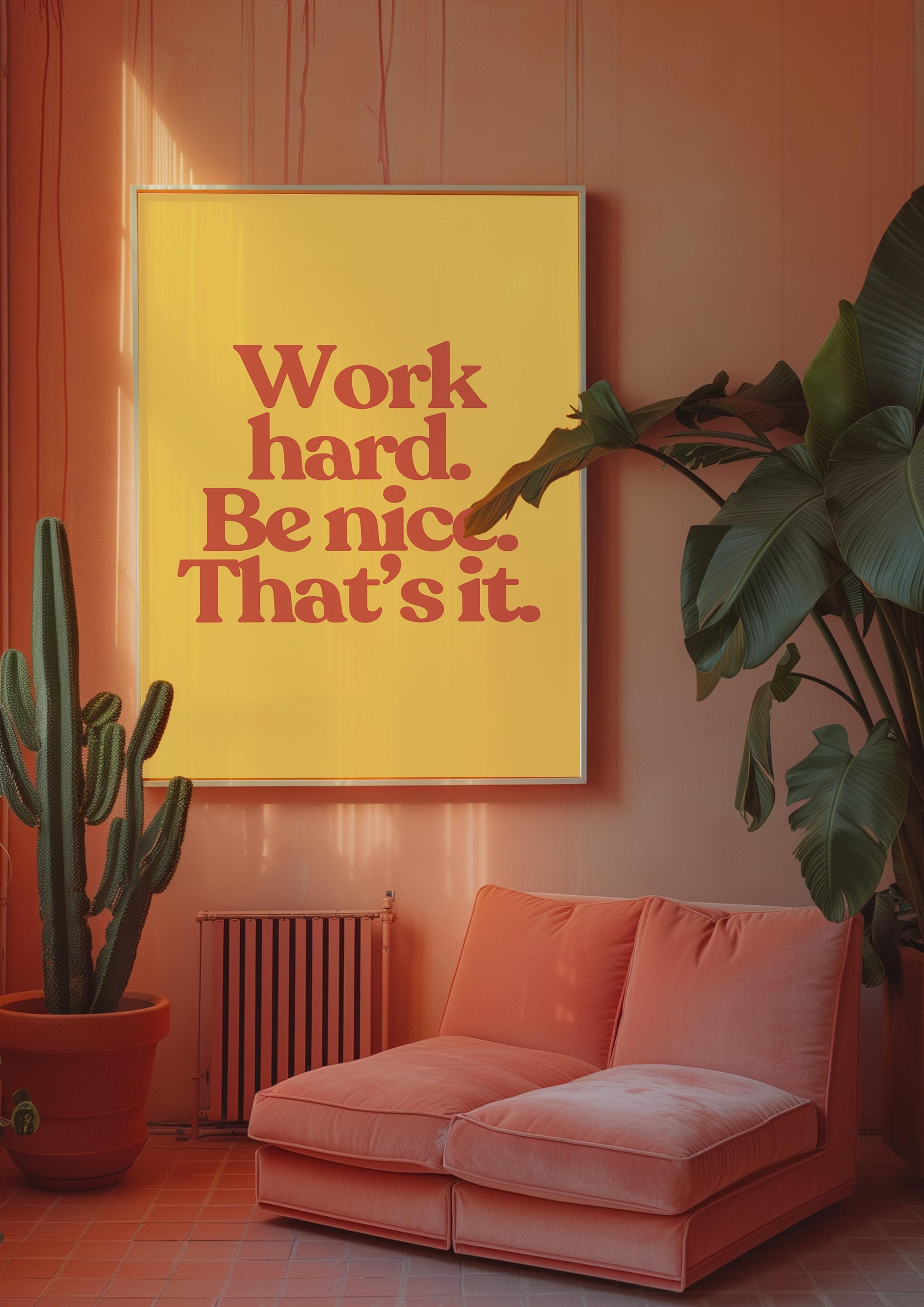 Work Hard Yellow Digital Art Print