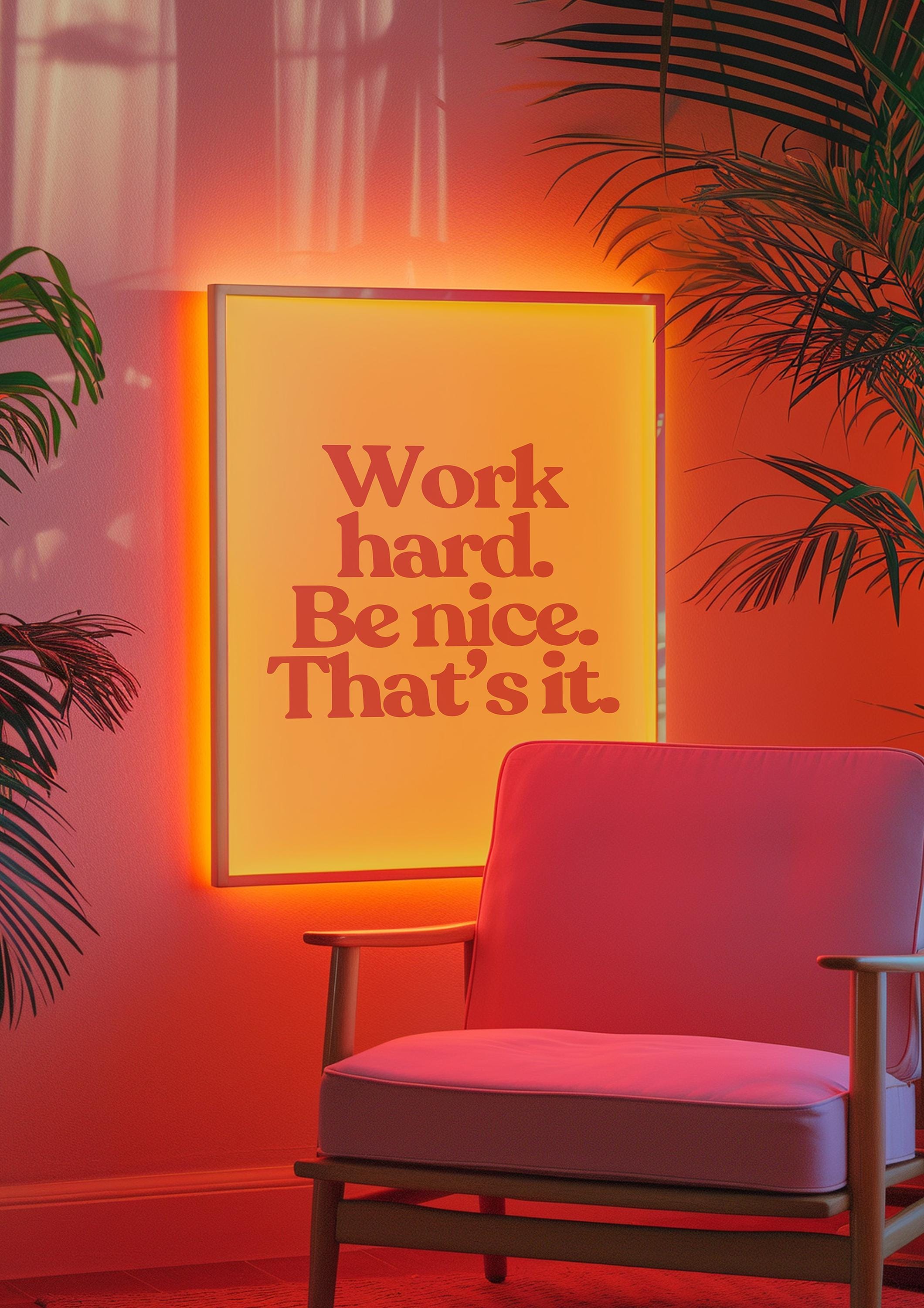 Work Hard Yellow Digital Art Print