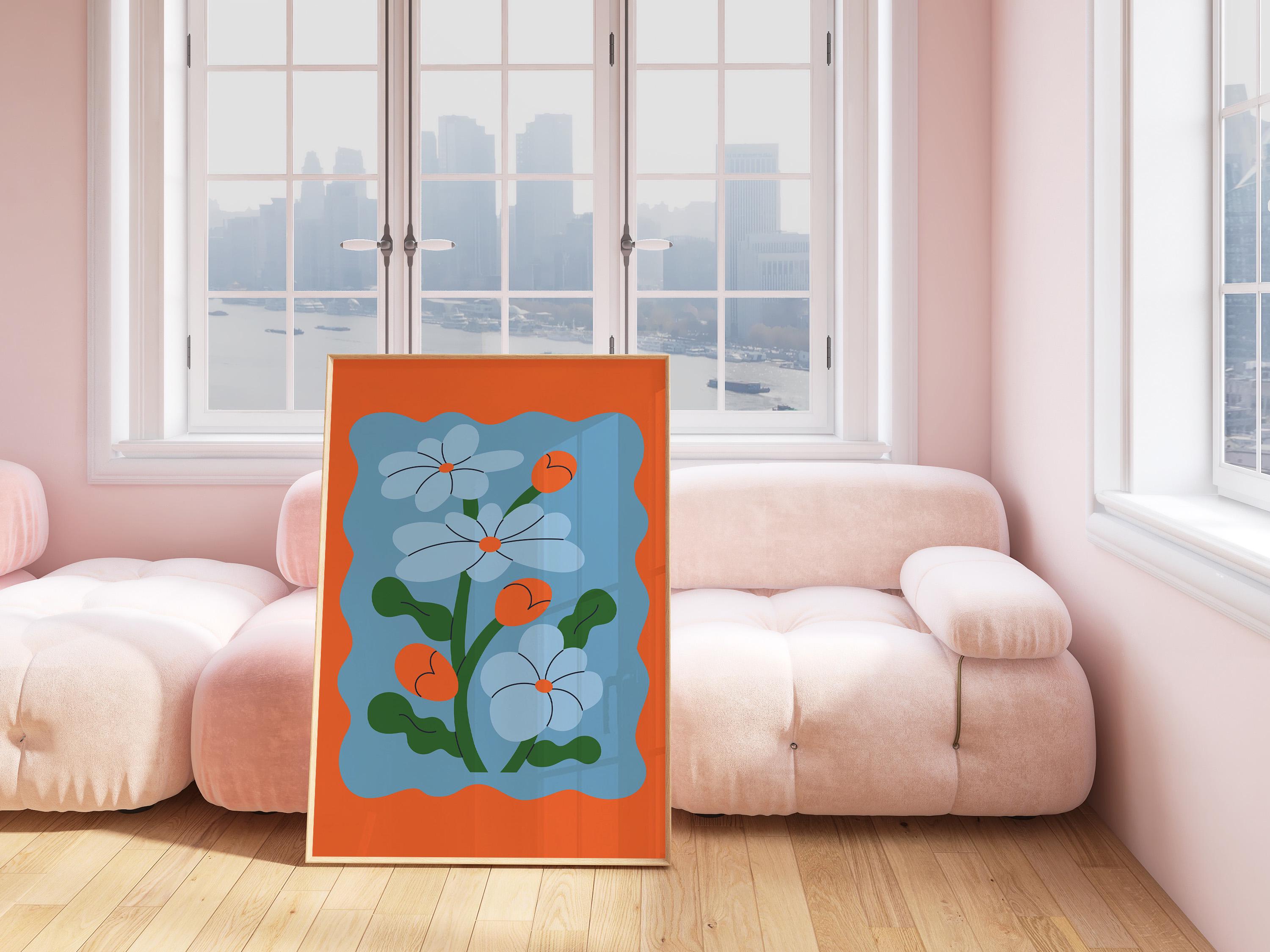 Blue Daisies Digital Art Print