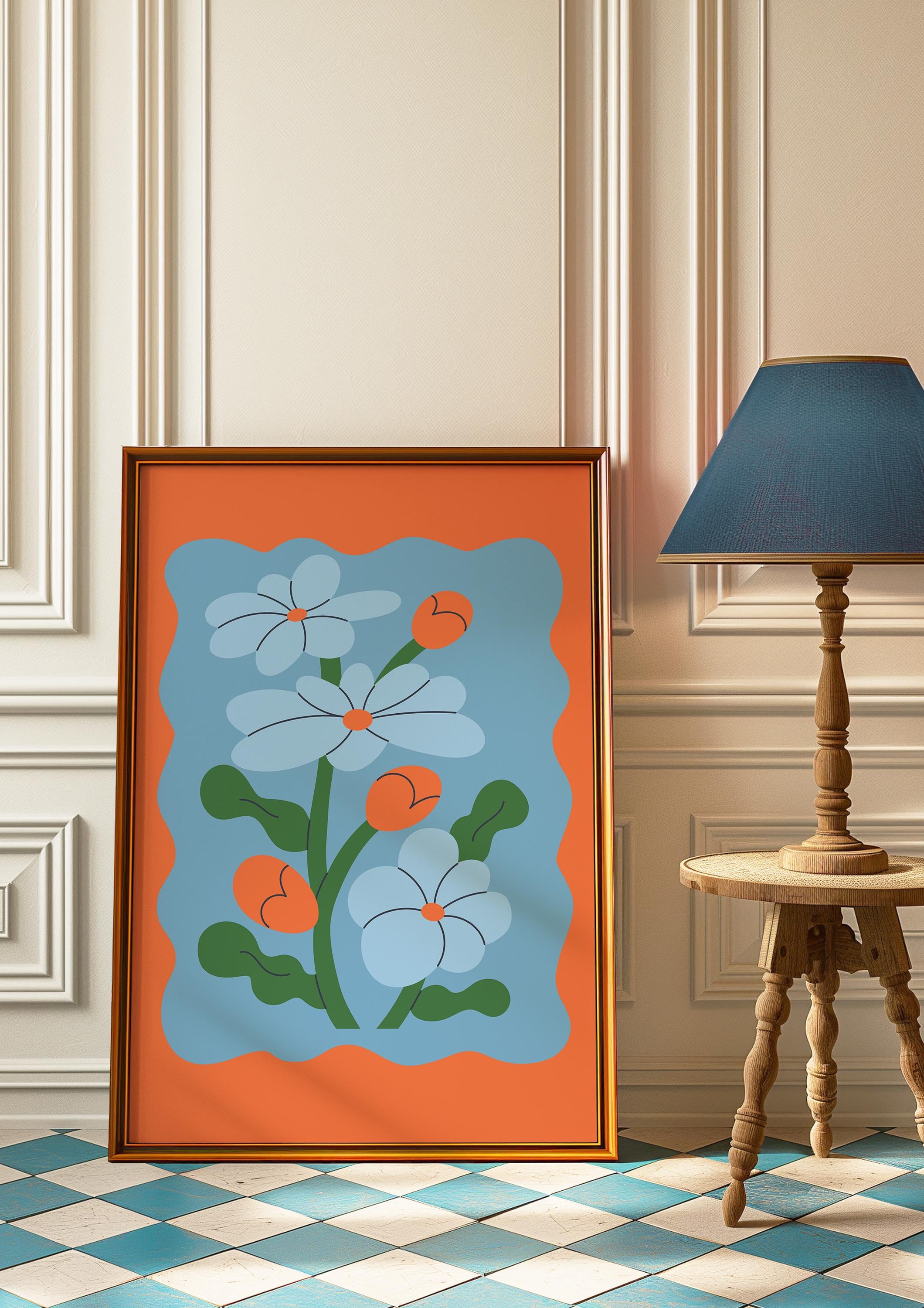 Blue Daisies Digital Art Print