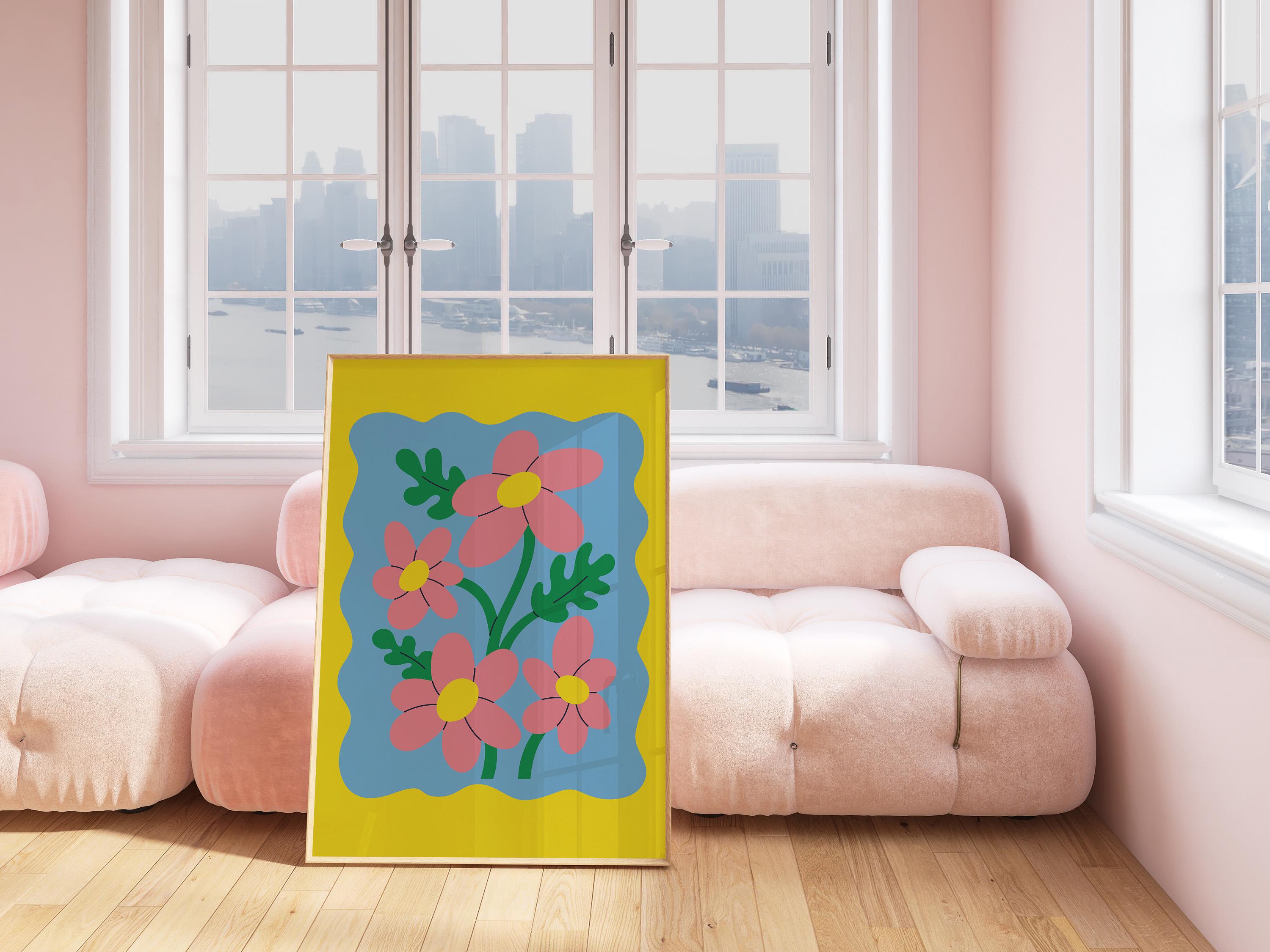 Pink Daisies Digital Art Print