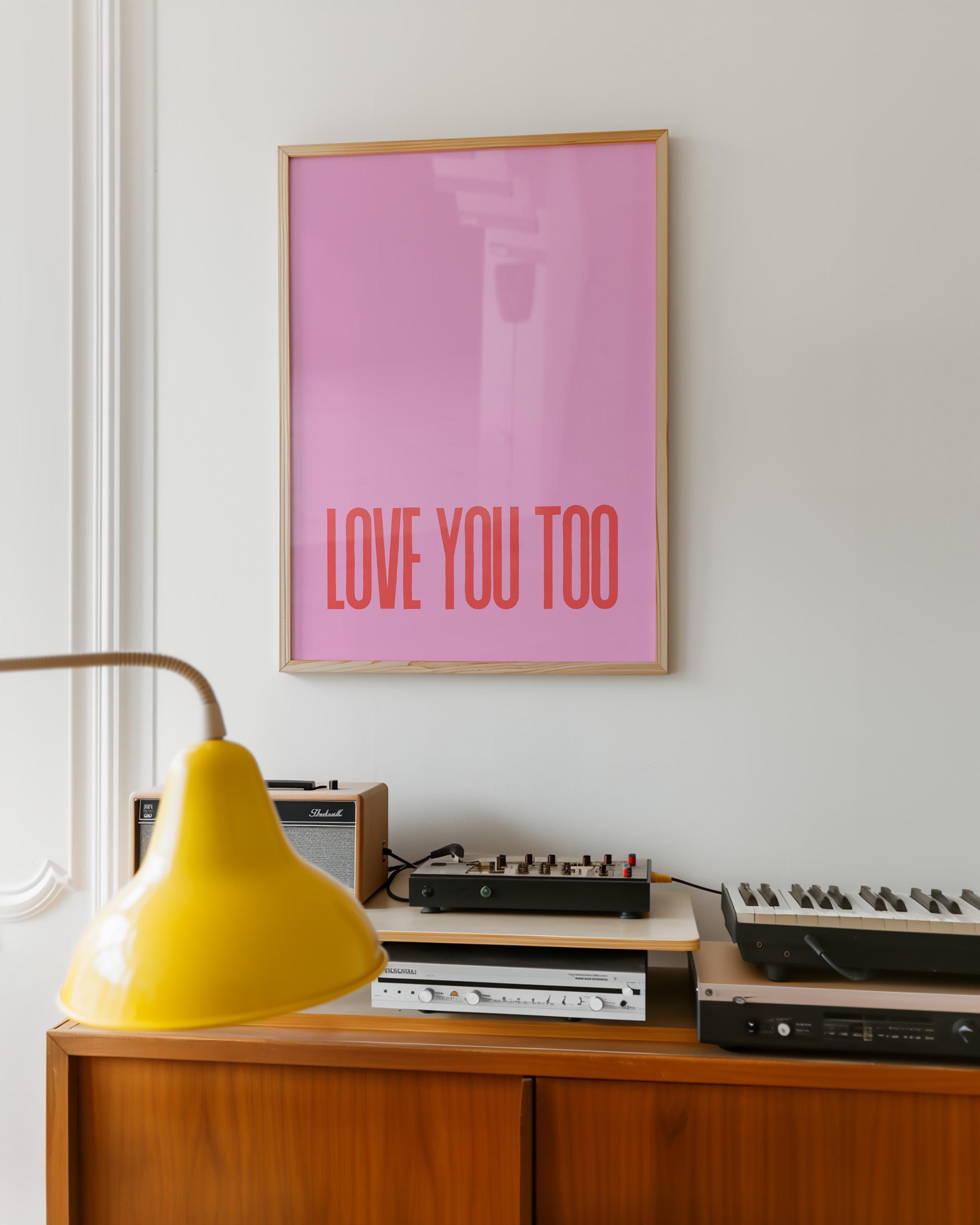 Retro Trendy Prints, Minimal Posters, Bright Prints, I Love You Art, Oversized Wall Art, Large Blue Art, Apartment Art, GS Print Shoppe