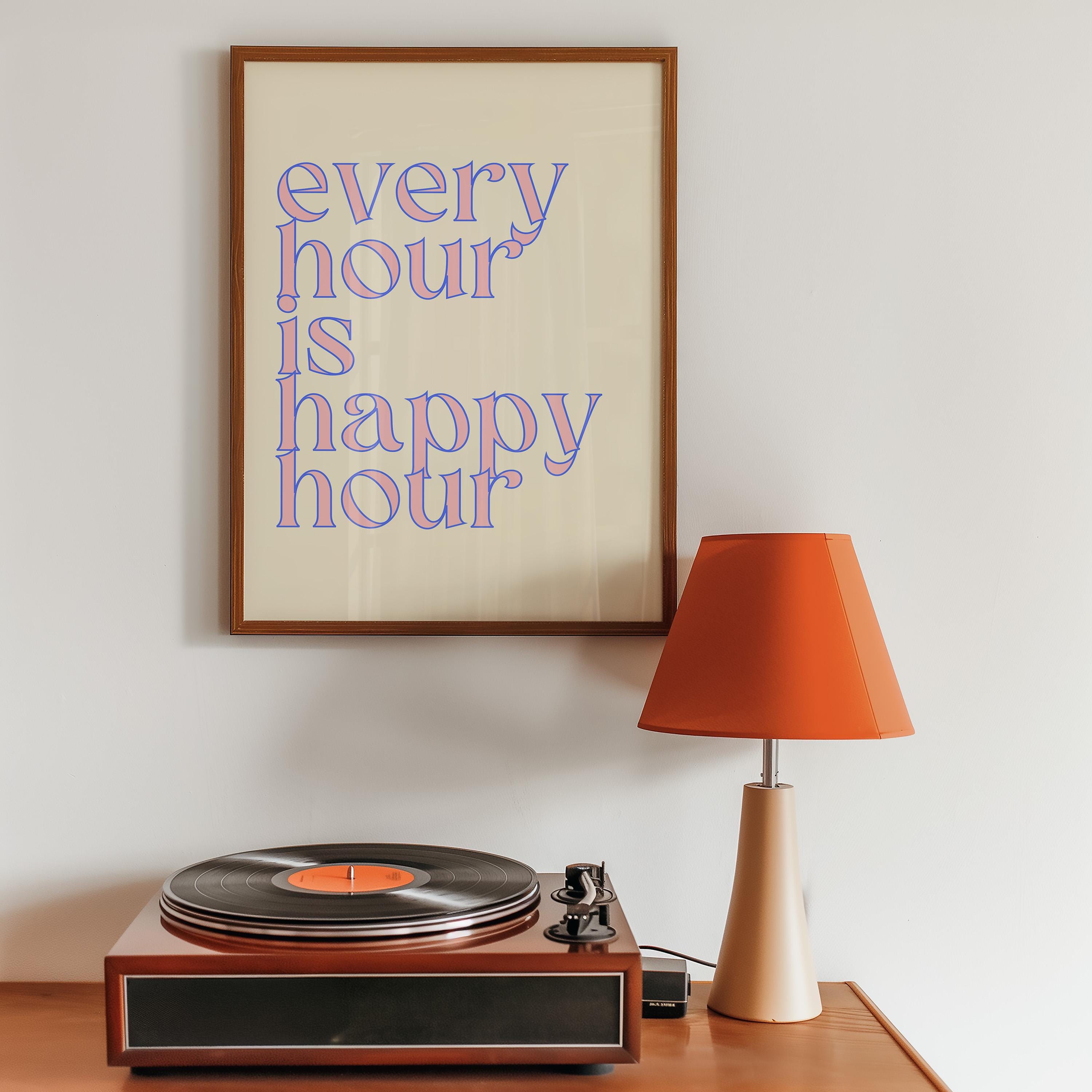 Happy Hour Print, Cheers Print, Bar Cart Wall Decor, Digital Download, Trendy Bar Kitchen Decor, Bar Cart Art, Happy Hour Wall Art