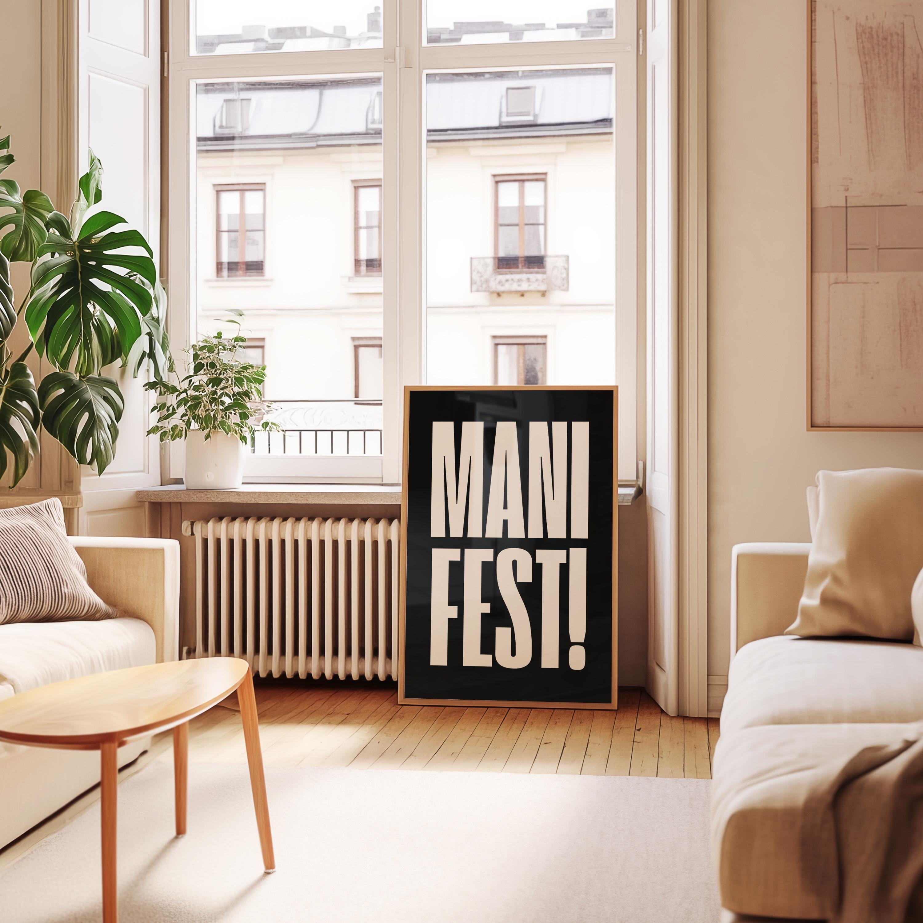 Manifest Art Print, Manifesting Posters, Inspirational Quote, Digital Download Print, Retro Wall Decor, Y2K Aesthetic Art, Encouragement Art
