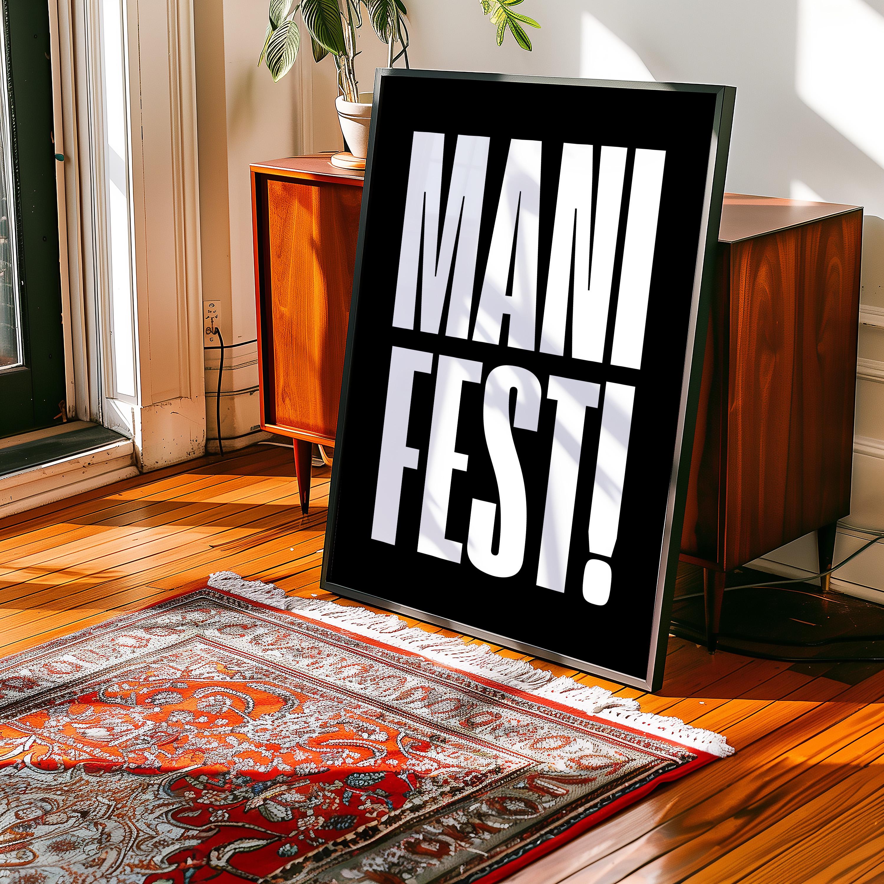 Manifest Art Print, Manifesting Posters, Inspirational Quote, Digital Download Print, Retro Wall Decor, Y2K Aesthetic Art, Encouragement Art