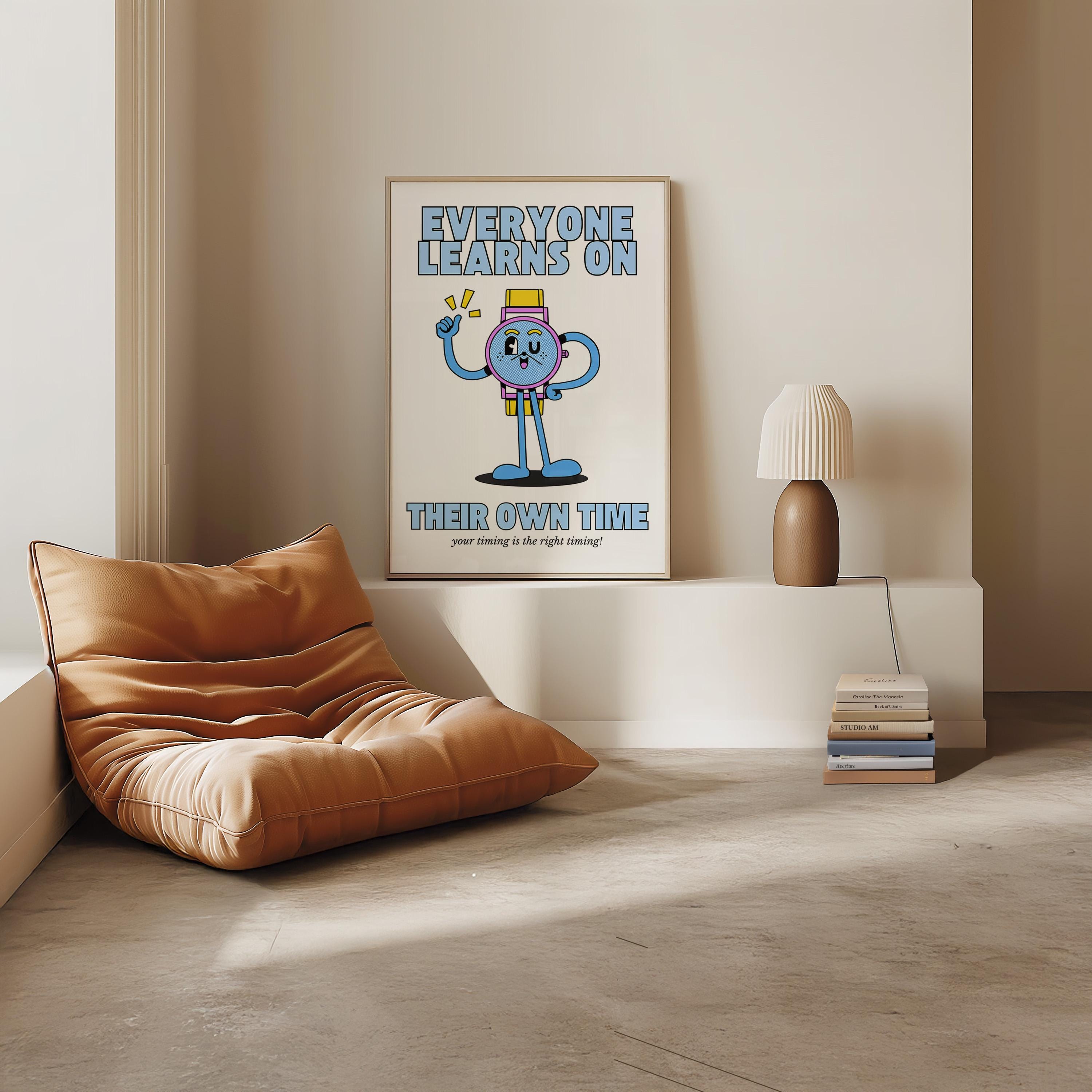 Classroom Art,Kids Room Art,Downloadable Print,Cartoon Art Print,Retro Character Art,Trendy Posters,Vintage Mascot Art,Cute Positive Art