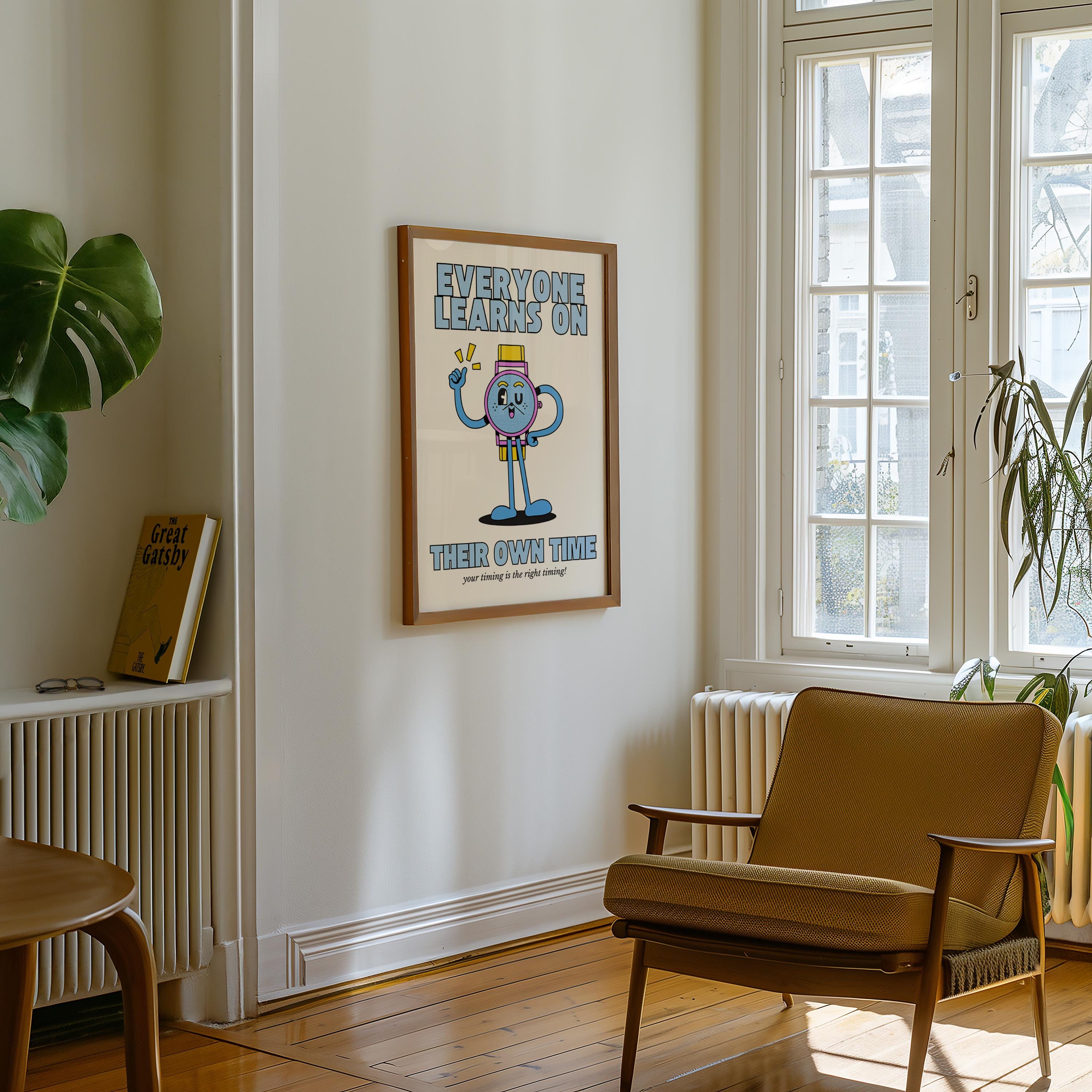 Classroom Art,Kids Room Art,Downloadable Print,Cartoon Art Print,Retro Character Art,Trendy Posters,Vintage Mascot Art,Cute Positive Art