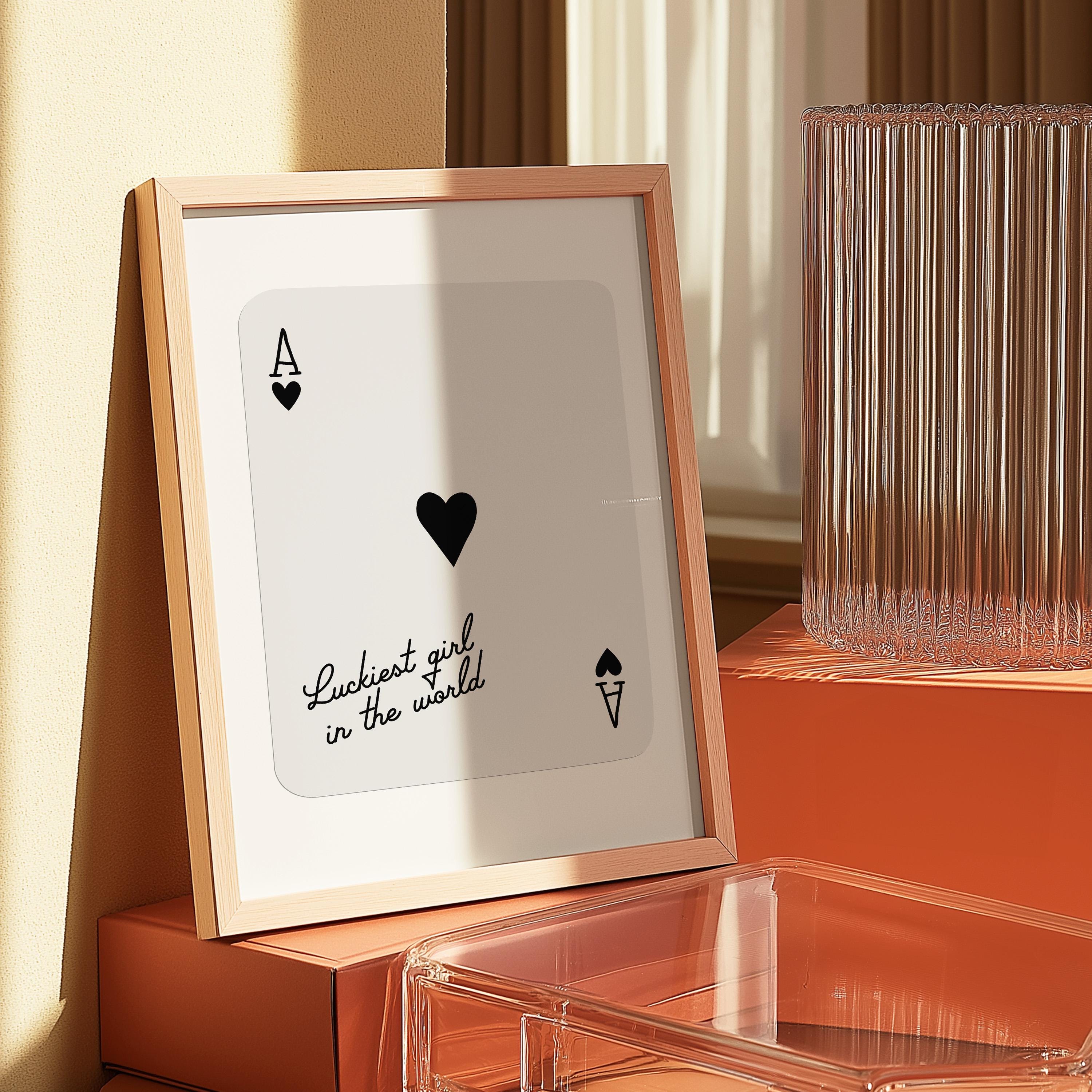 Ace of Hearts,Lucky Girl Quote,Retro Card Posters,Lucky Girl Syndrome Art,Trendy Wall Art,Aesthetic Print,Dorm Art,Ace of Hearts Art