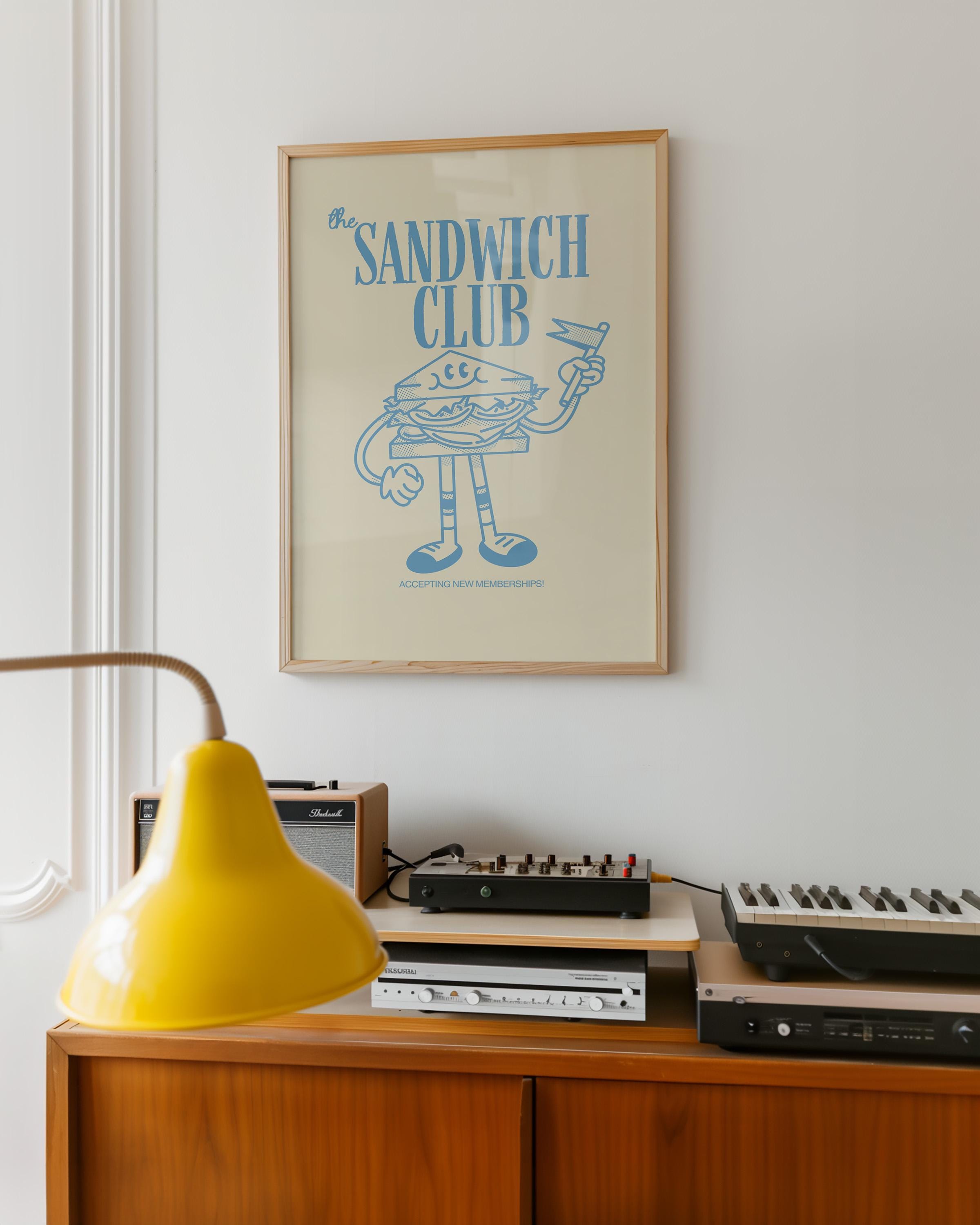 Aesthetic Decor, Cute Cooking Art, Kitchen Wall Art Print, Minimalist Cartoon Print, Sandwich Art Print, Retro Sandwich Art, Wall Art Print
