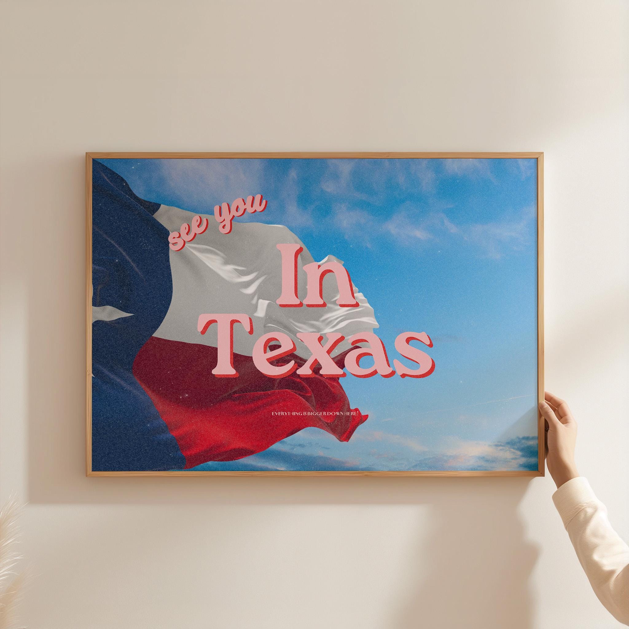 Texas Art Print, Digital Art Prints, See you in Texas, Retro Texas Prints, Retro Photo Art Print, Postcard Art, Trendy Prints, Texas Posters