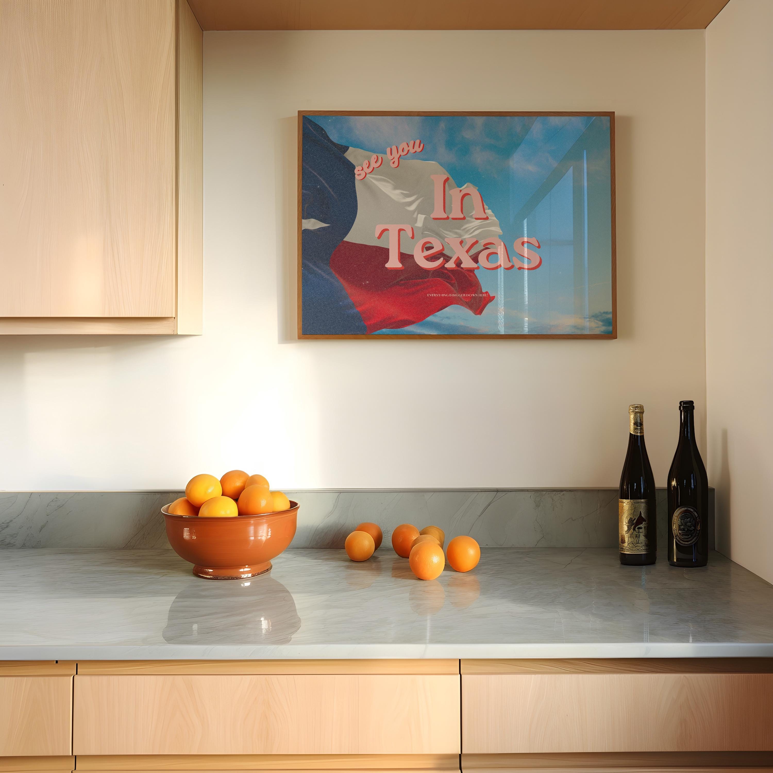 Texas Art Print, Digital Art Prints, See you in Texas, Retro Texas Prints, Retro Photo Art Print, Postcard Art, Trendy Prints, Texas Posters