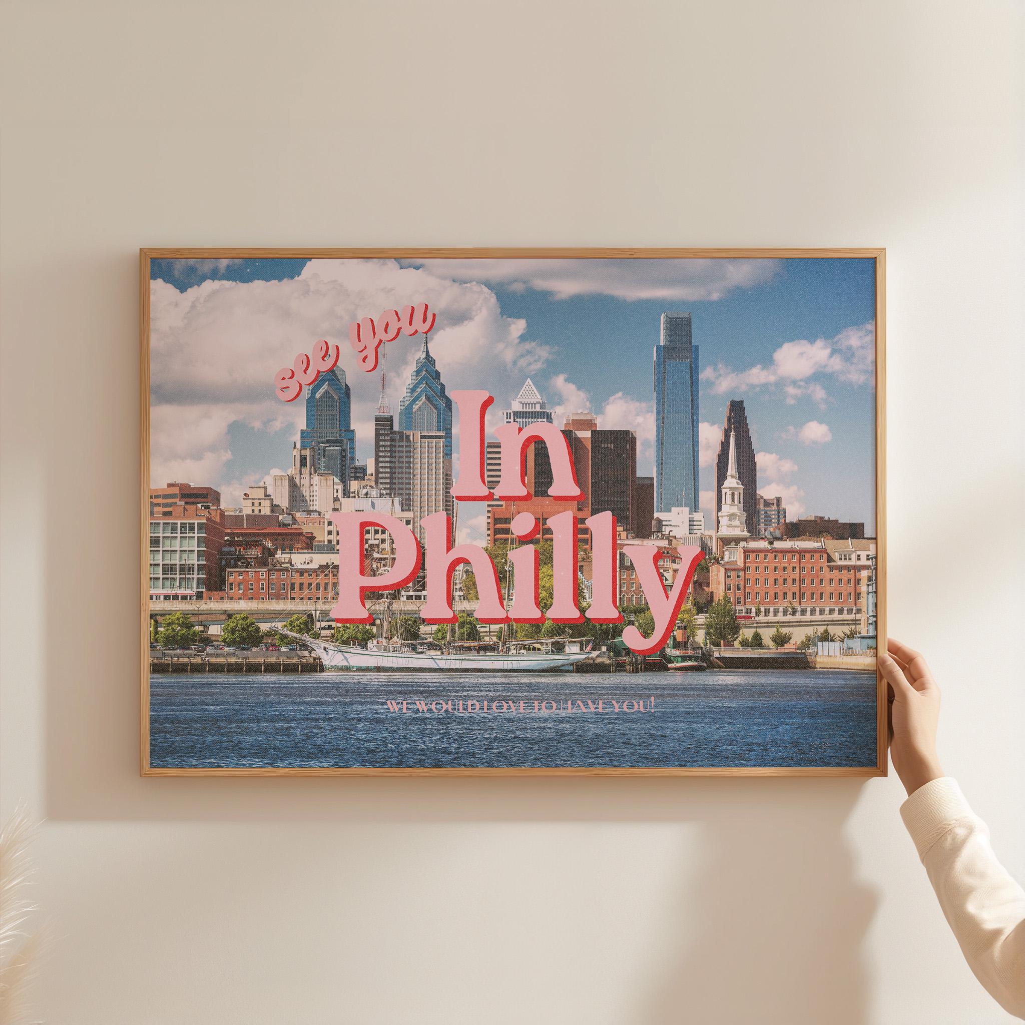 See you in philadelphia, Retro Photo Prints, Philly Art Print, philadelphia posters, philly prints, apartment art print, philadelphia decor