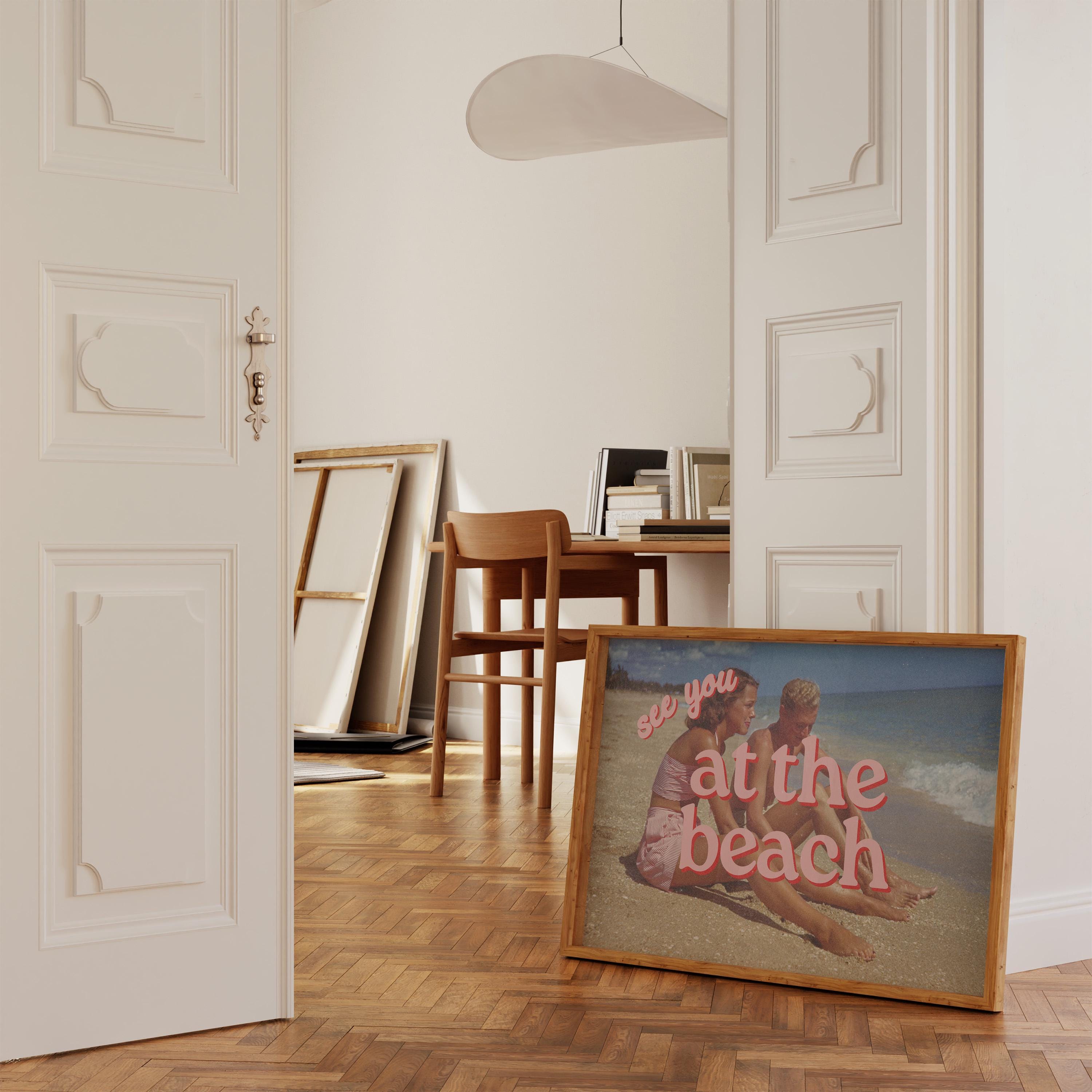 See you at the beach, vintage photo print, retro photo art, beach art print, beach decor, retro beach decor, gs print shoppe
