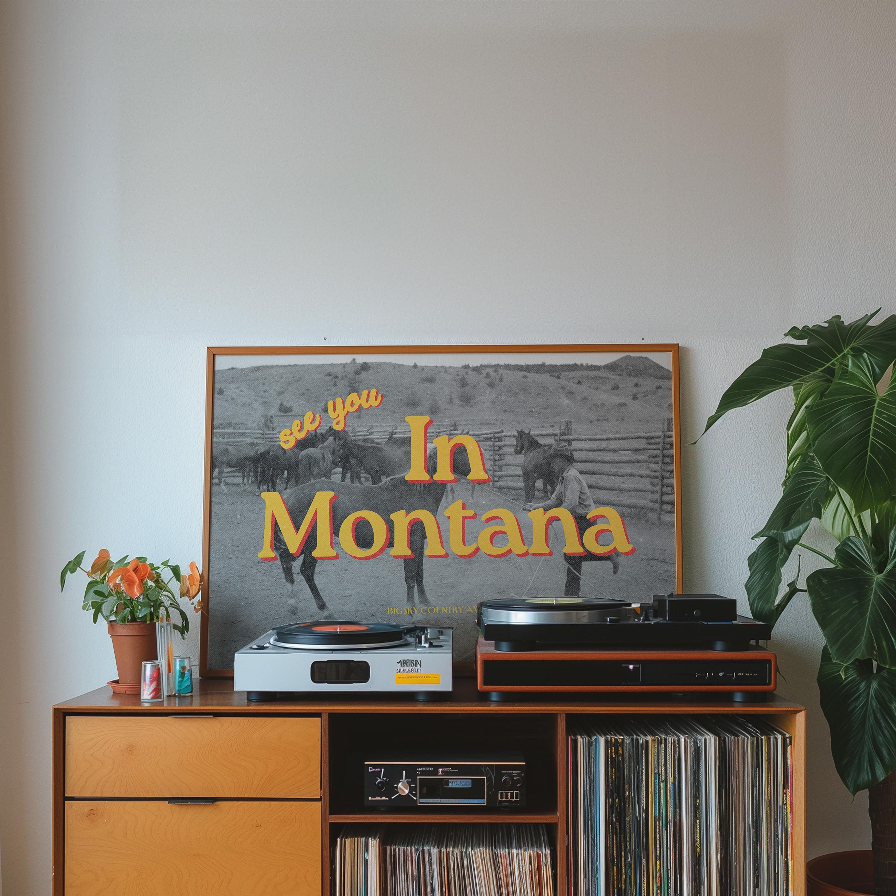 See you in Montana,Retro Photo Print, Retro City Art, Ranch Art Prints, Montana Art poster, Montana Decor, Gift for Friend, GS Print Shoppe