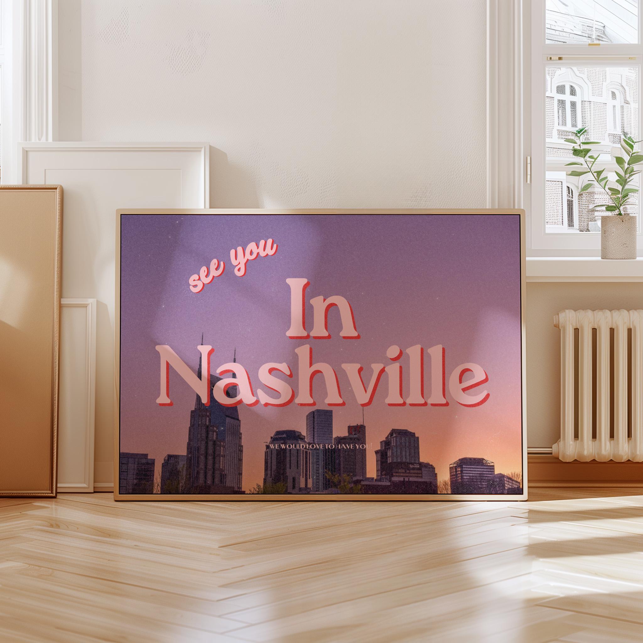Nashville Art, Digital Art Prints, See you in Nashville,  Nashville Art, Trendy Art Print, Tennessee Art, GS print shoppe, nashville poster