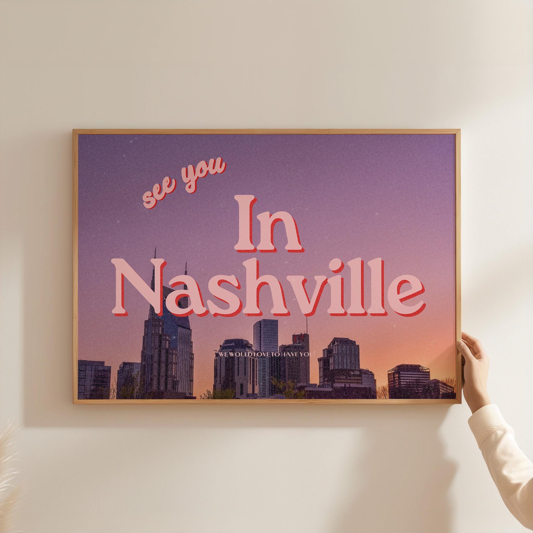 Nashville Art, Digital Art Prints, See you in Nashville,  Nashville Art, Trendy Art Print, Tennessee Art, GS print shoppe, nashville poster