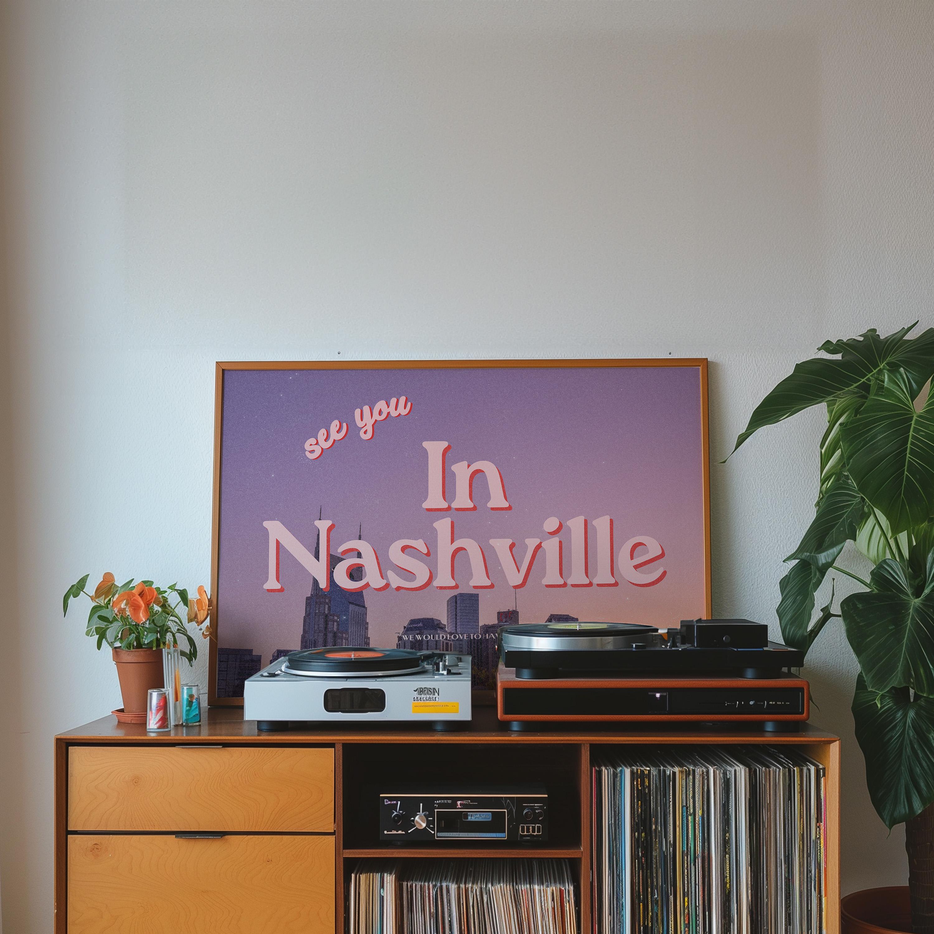 Nashville Art, Digital Art Prints, See you in Nashville,  Nashville Art, Trendy Art Print, Tennessee Art, GS print shoppe, nashville poster