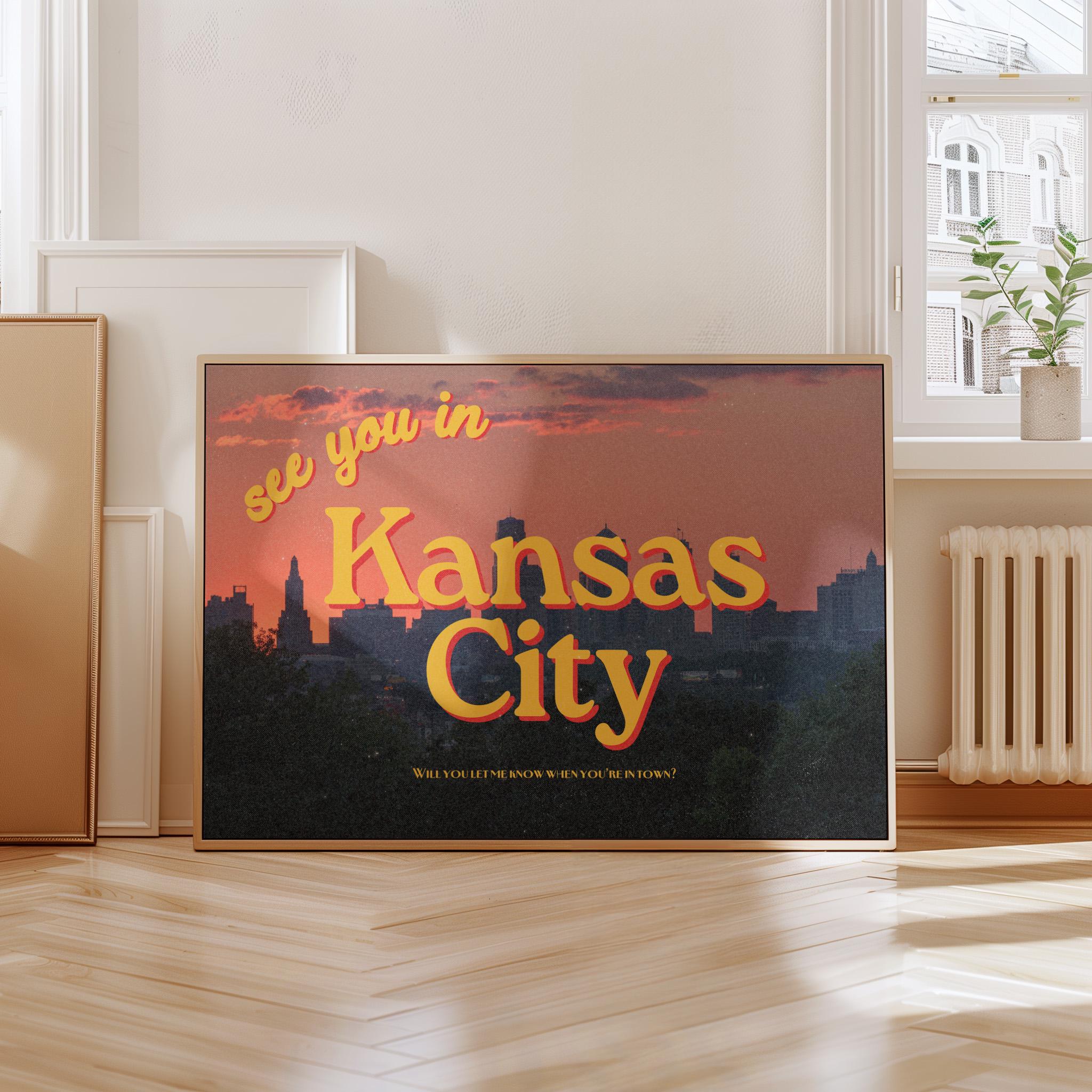 Kansas City Poster, State Digital Prints, See you in Kansas City, Retro Photo Prints, Kansas City art prints, gs print shoppe, kansas