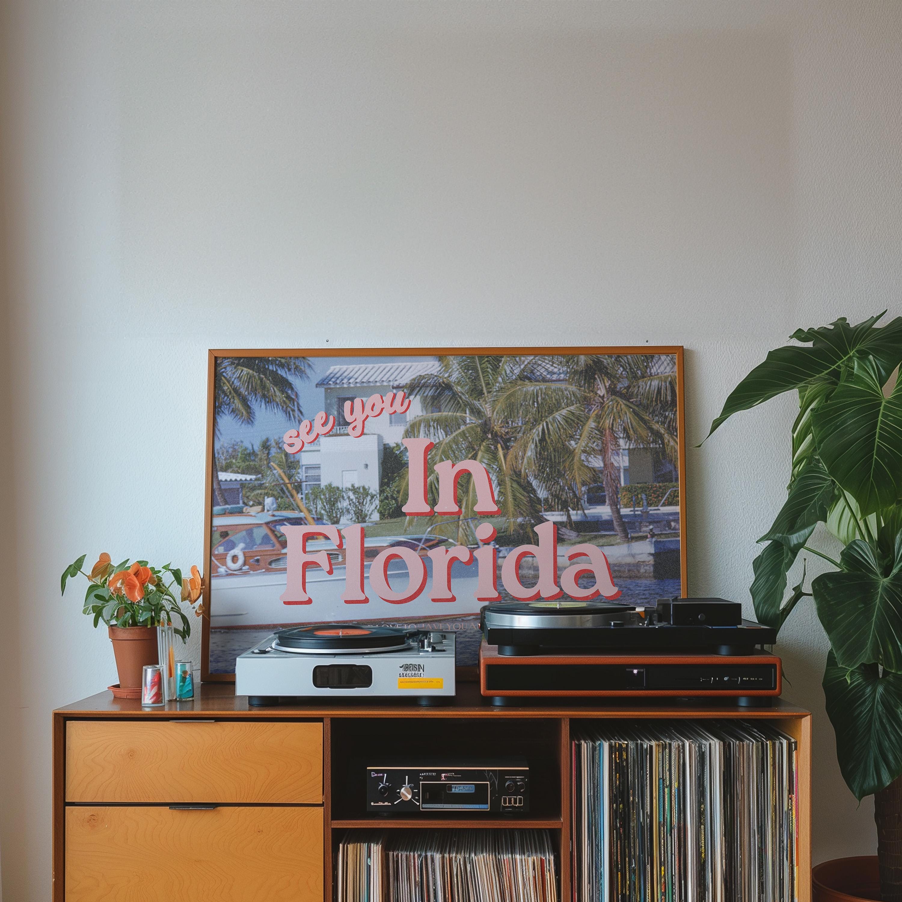 Retro Photo Art, Beach Art Print, Florida Poster, Florida Art Print, Bar Cart Decor, Florida Decor, Vintage Photo Art, GS print Shoppe