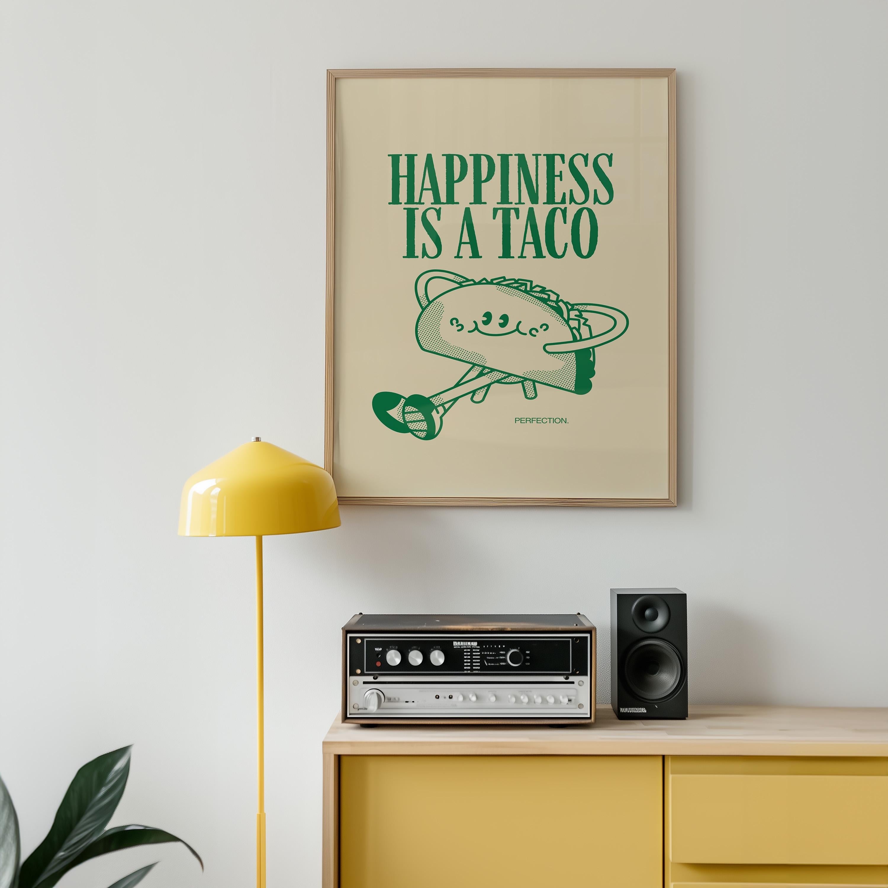 Aesthetic Kitchen Decor, Cute Cooking Art, Kitchen Wall Art Print, Minimalist Cartoon Print, Taco Art Print, Retro Taco Art, Wall Art Print
