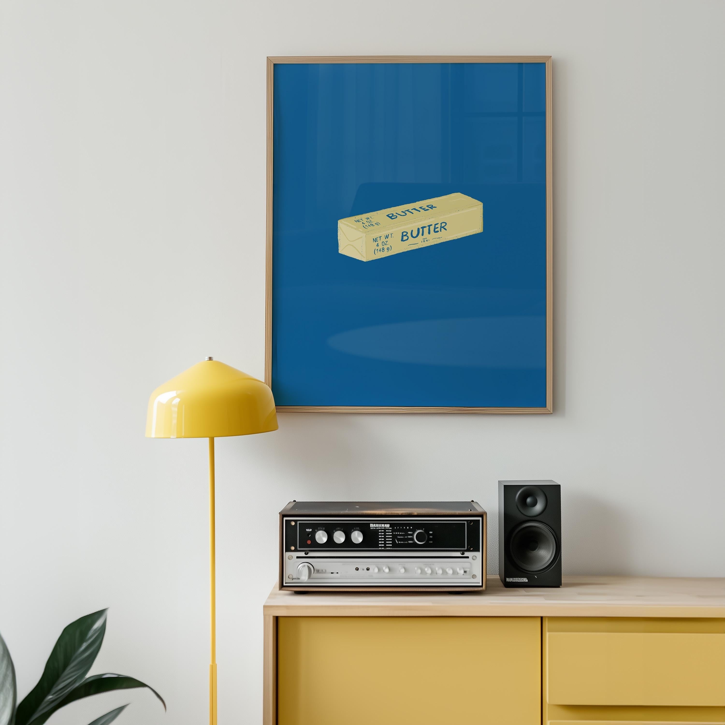Butter Art Print, Cute Food Illustration, Funny Food Print, Retro Pop Art, Abstract Kitchen Art, Digital Print, Digital Kitchen Wall Art