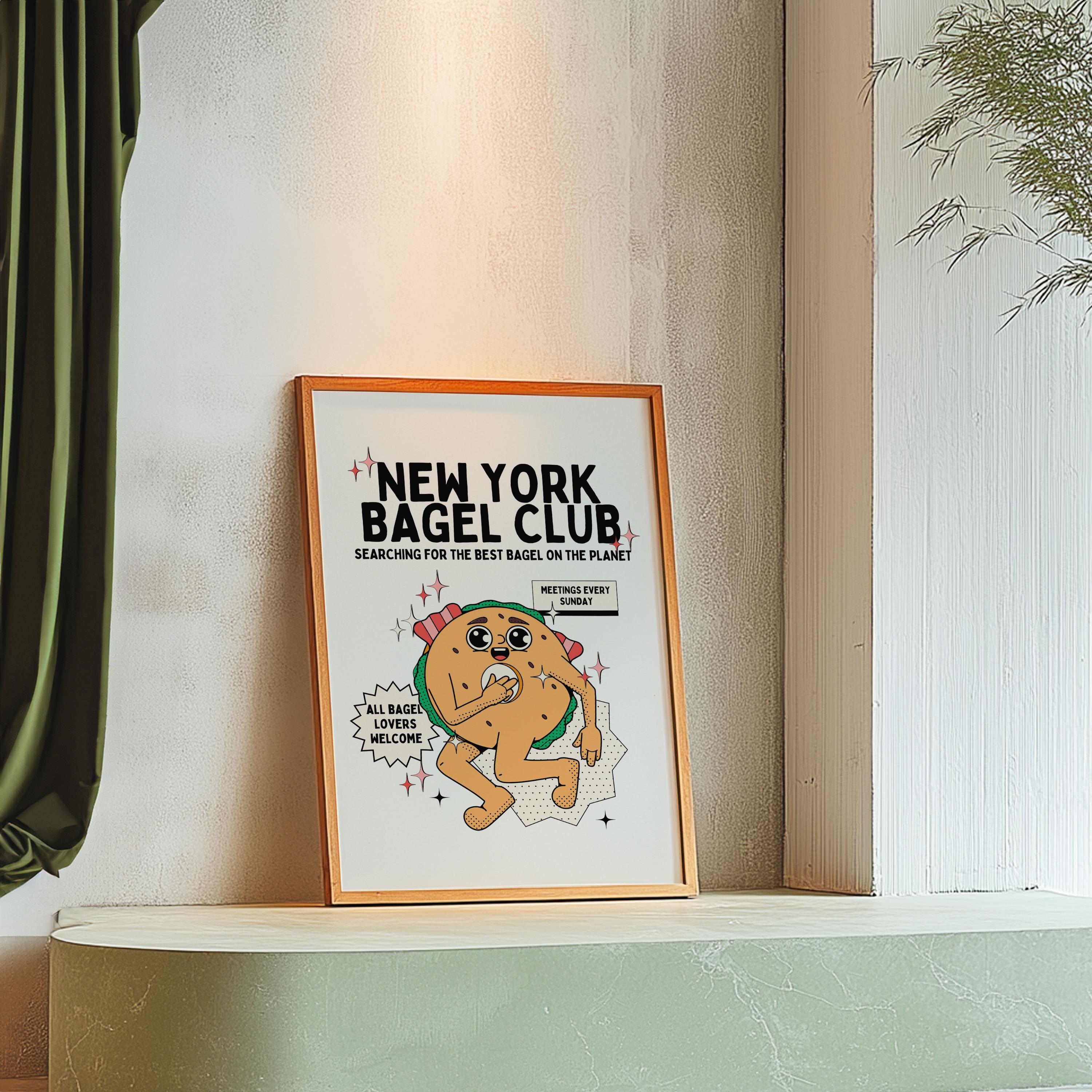 Bagel Art,Kitchen Wall Art Print, Digital Food Art Print, Trendy Wall Art Print, Bagel Poster, Kitchen Wall Decor, Bagel Art Print