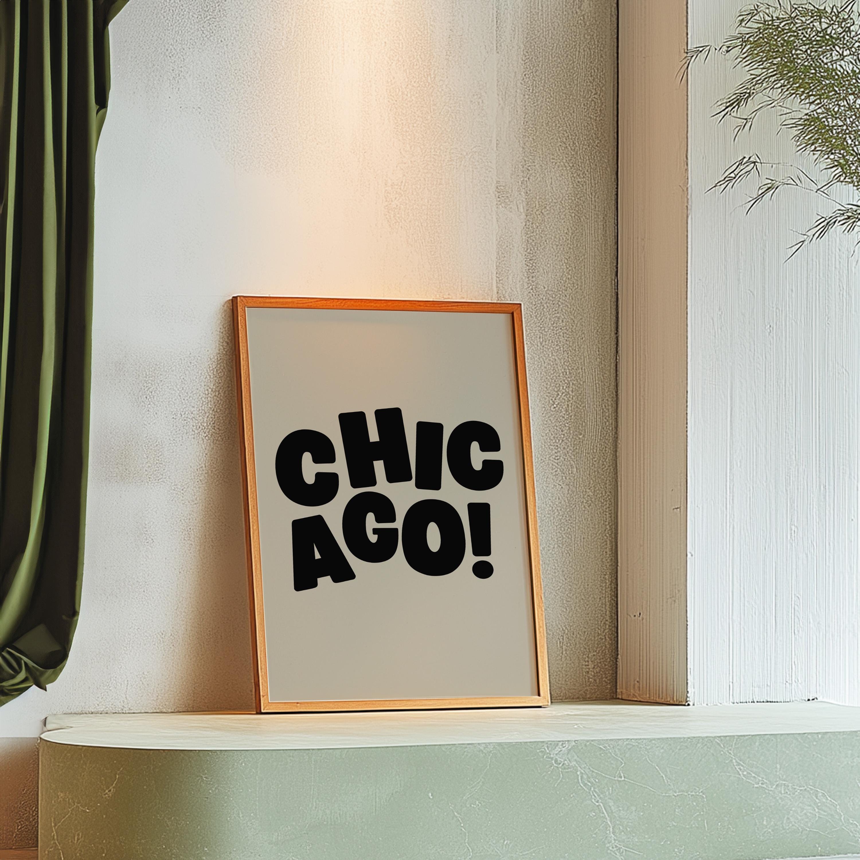 Chicago Art Print, Digital Art Download, Black Chicago Wall Art, Chicago Trendy Art, Chicago Posters, Chicago Wall Poster, Beige Posters