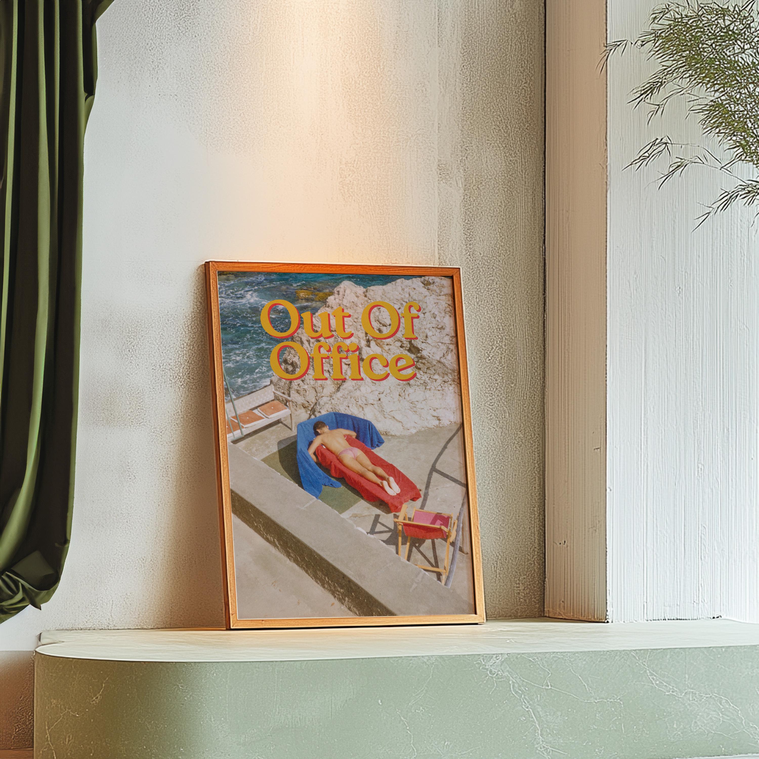 Out of Office Wall Art, Digital Art Prints, Retro Vacation Prints, Retro Italy Art Print,Preppy Art, Trendy Art Print, Out of Office Prints