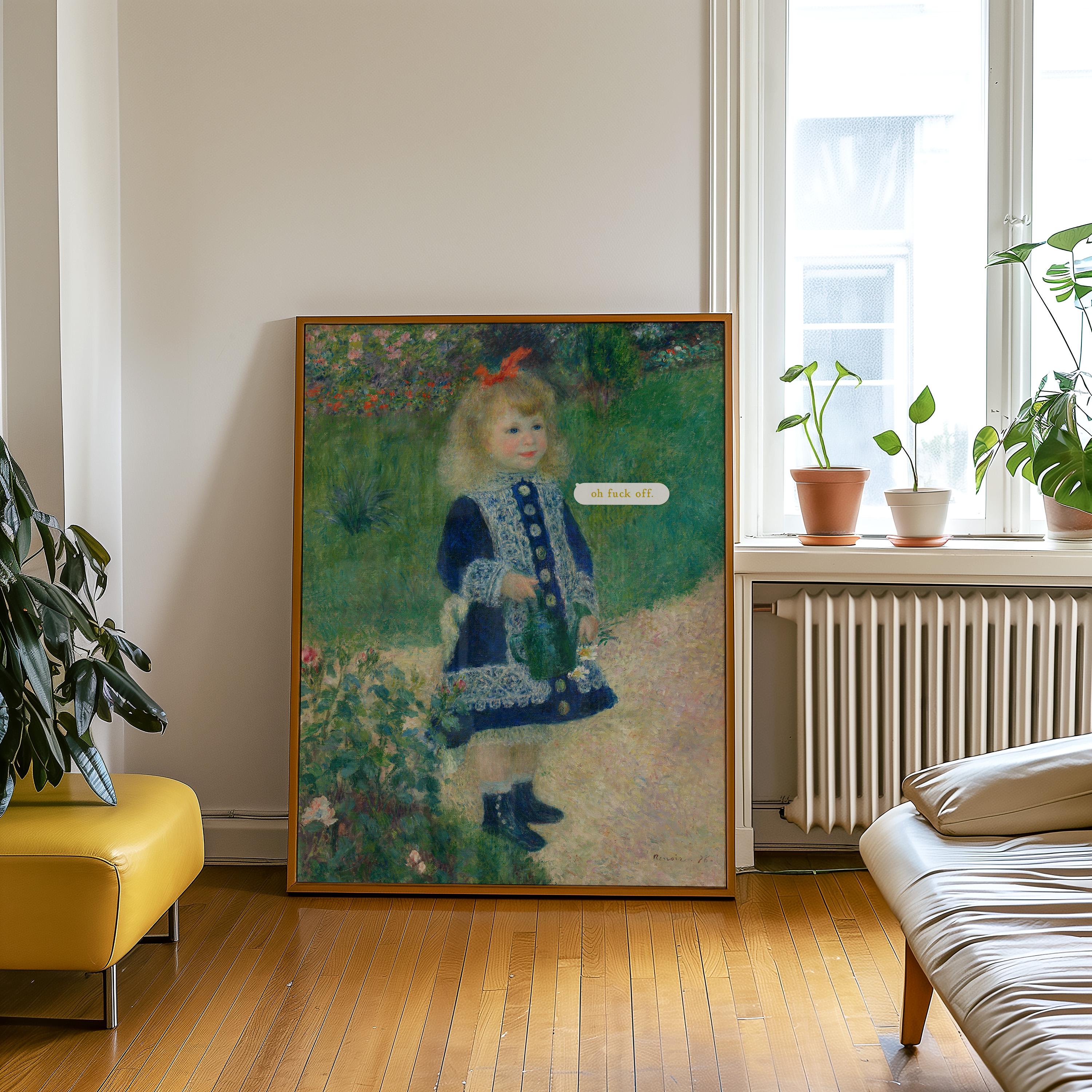 Altered Painting-Fuck Off Art-Monet Art-Funny Classic Art-Pop Art-Dorm Room Art-Downloadable Print-Trendy Art Print-Girly Art-Portrait