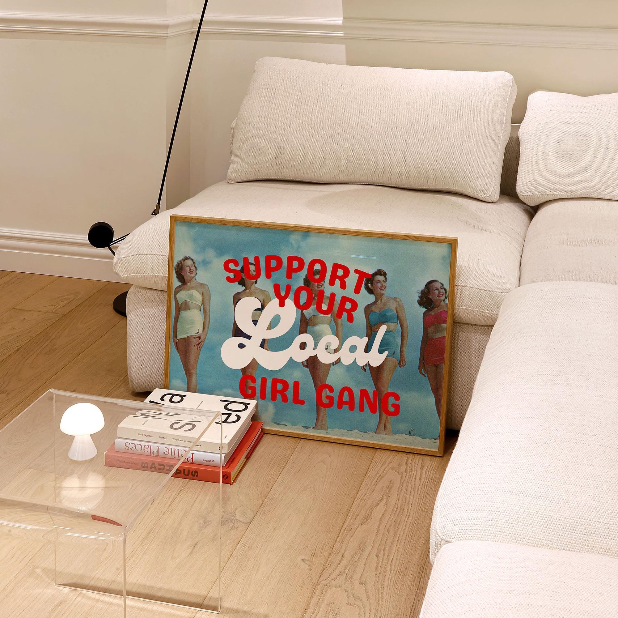 Girl Gang Print, Digital Art Prints, Retro Posters, Preppy Art, Trendy Art Print, Beach Posters, Vintage Beach Print, Feminist Art Print
