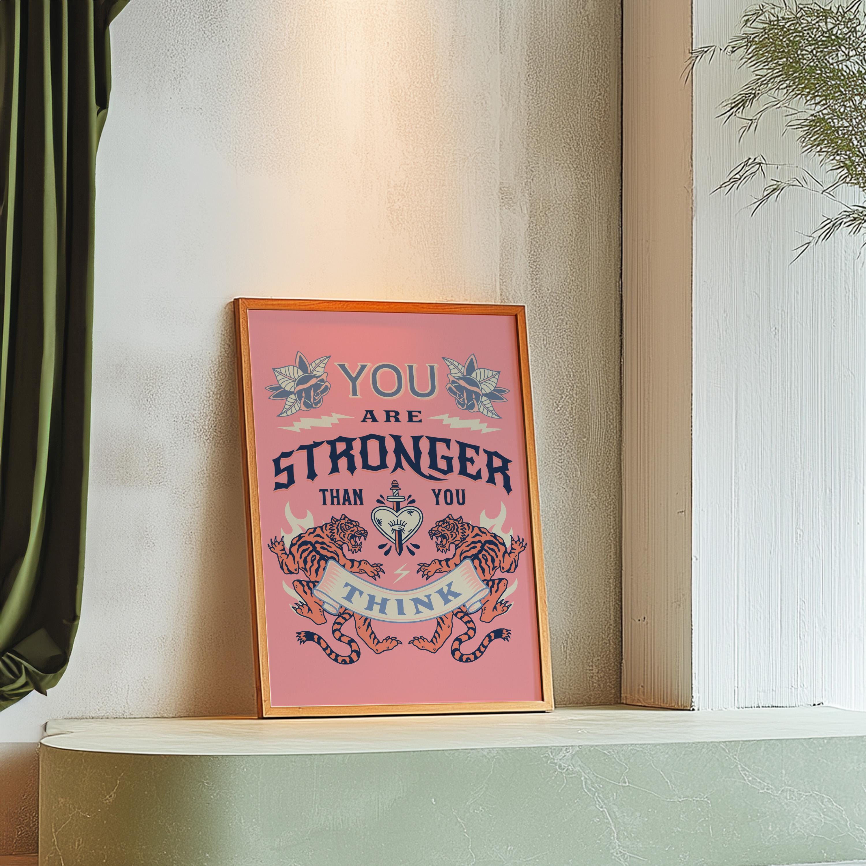 Digital Prints,Tiger Art Print, Funky Trendy Art Prints, Dorm Decor, Digital download, Trendy Art, Animal Art, Minimal Poster,Strong Art