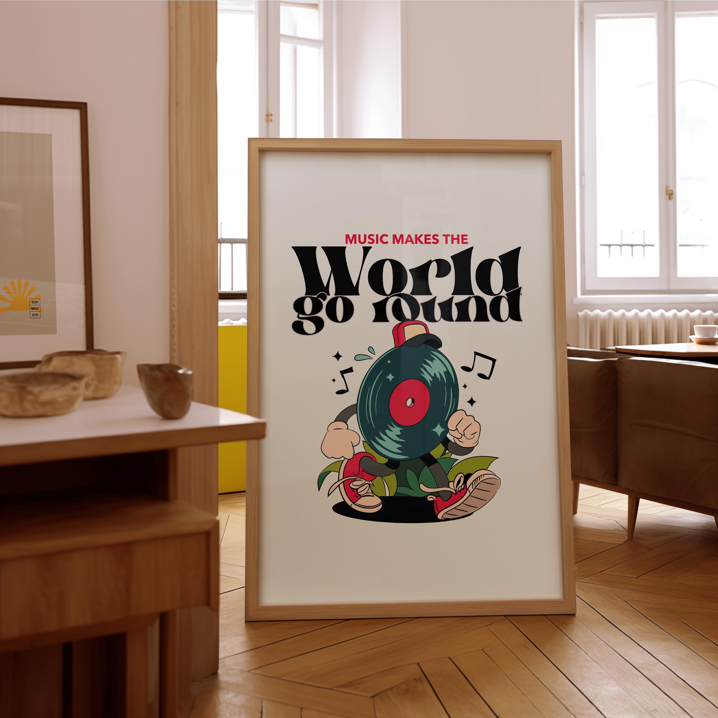Music Art,Kids Room Art,Downloadable Print,Cartoon Art Print,Retro Character Art,Trendy Posters,Vintage Mascot Art,Cute Positive Art