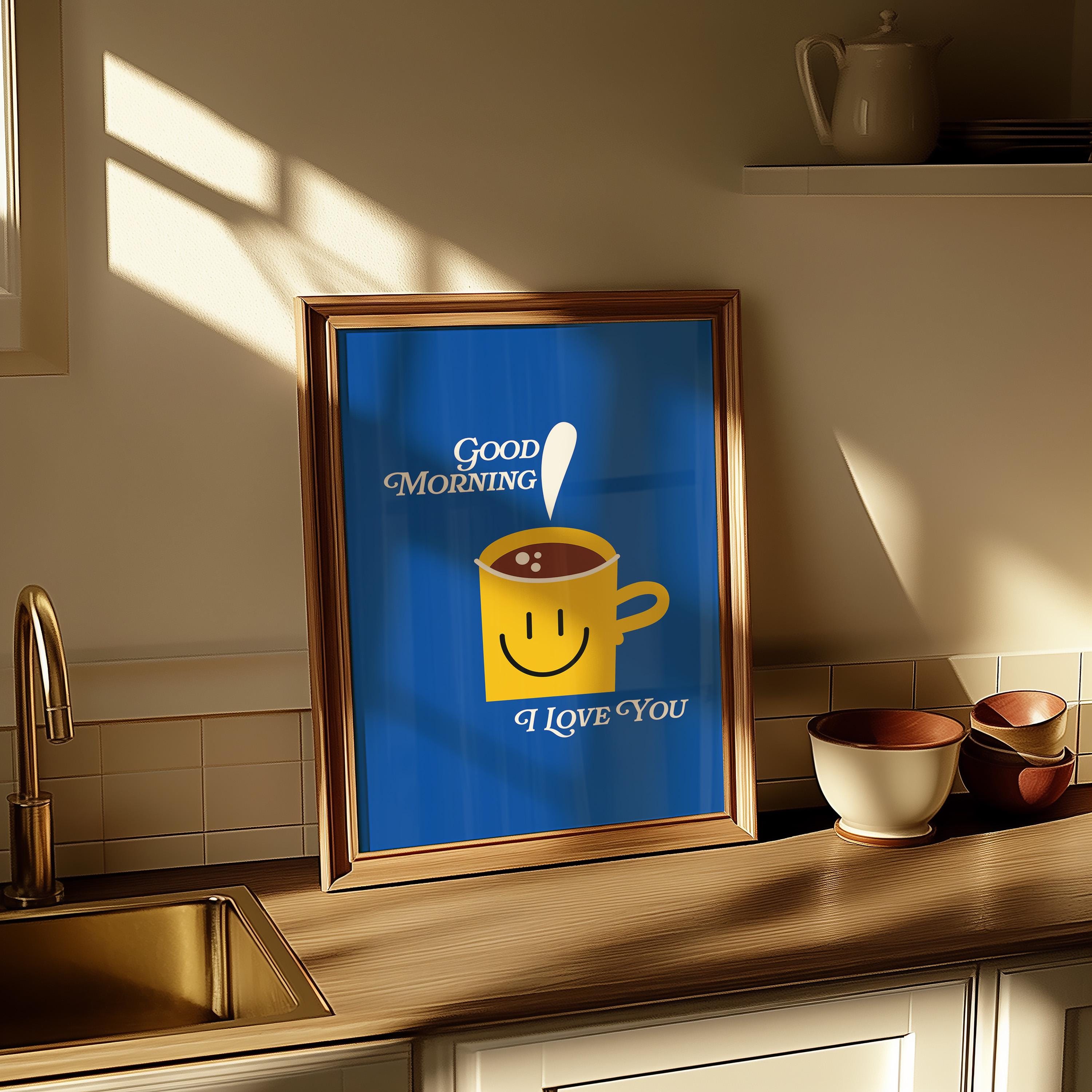 Coffee art print, coffee mug art, smiley art print, smiley face, Kitchen Art, Coffee Cartoon Print, cute Coffee Art, kitchen poster