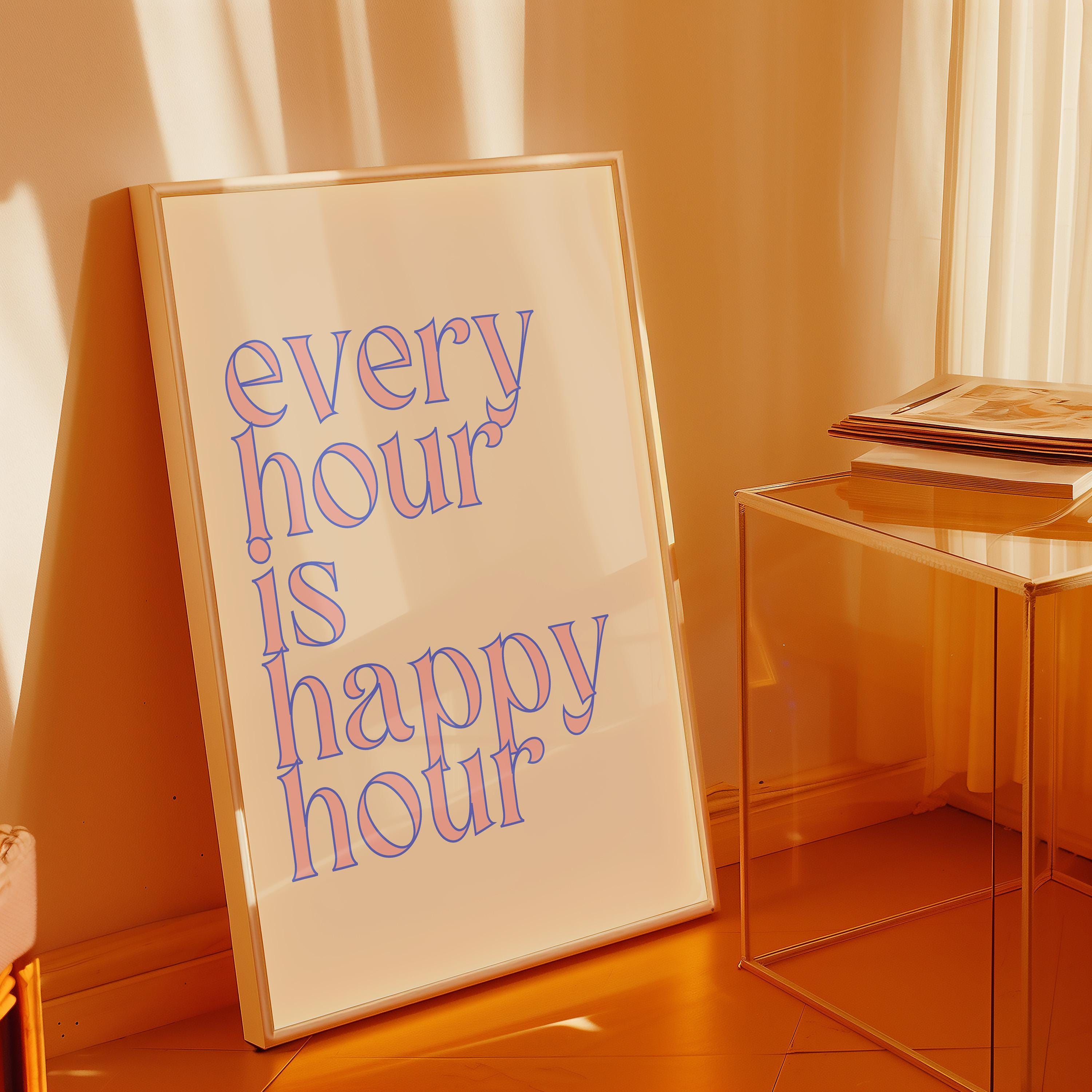 Happy Hour Print, Cheers Print, Bar Cart Wall Decor, Digital Download, Trendy Bar Kitchen Decor, Bar Cart Art, Happy Hour Wall Art