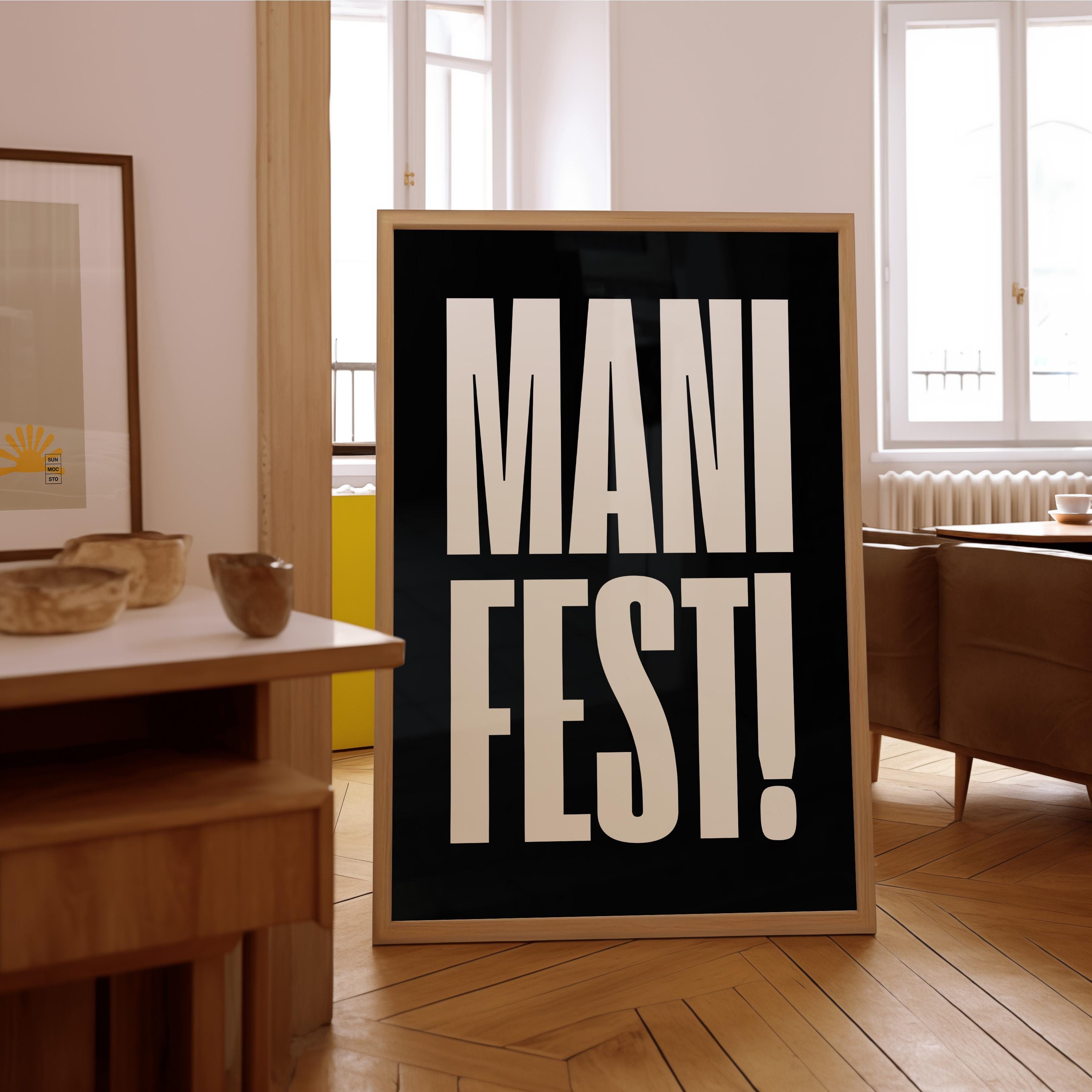 Manifest Art Print, Manifesting Posters, Inspirational Quote, Digital Download Print, Retro Wall Decor, Y2K Aesthetic Art, Encouragement Art